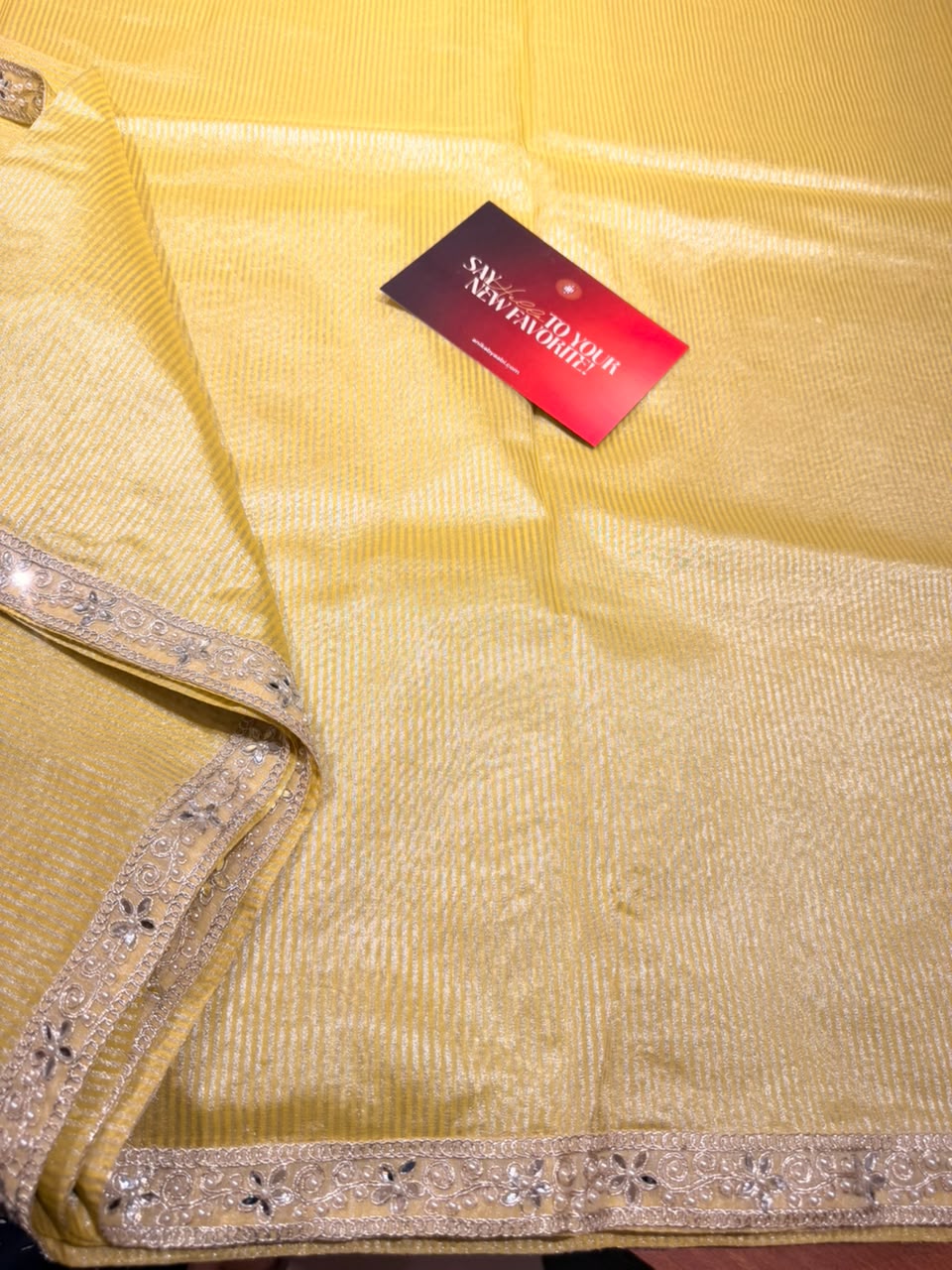 Banarasi Tissue silk in stripe weaving with lace - SWL01