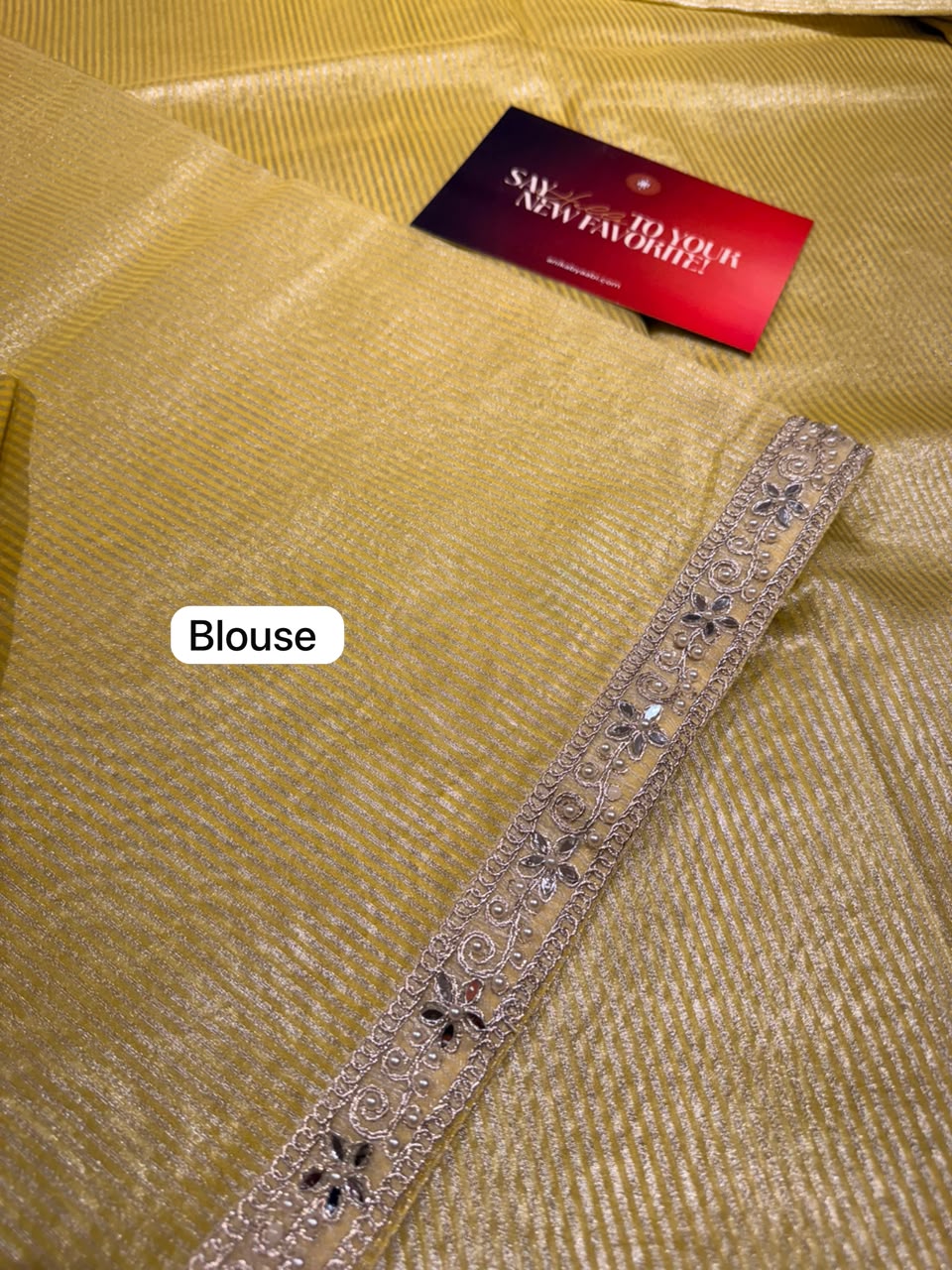 Banarasi Tissue silk in stripe weaving with lace - SWL01