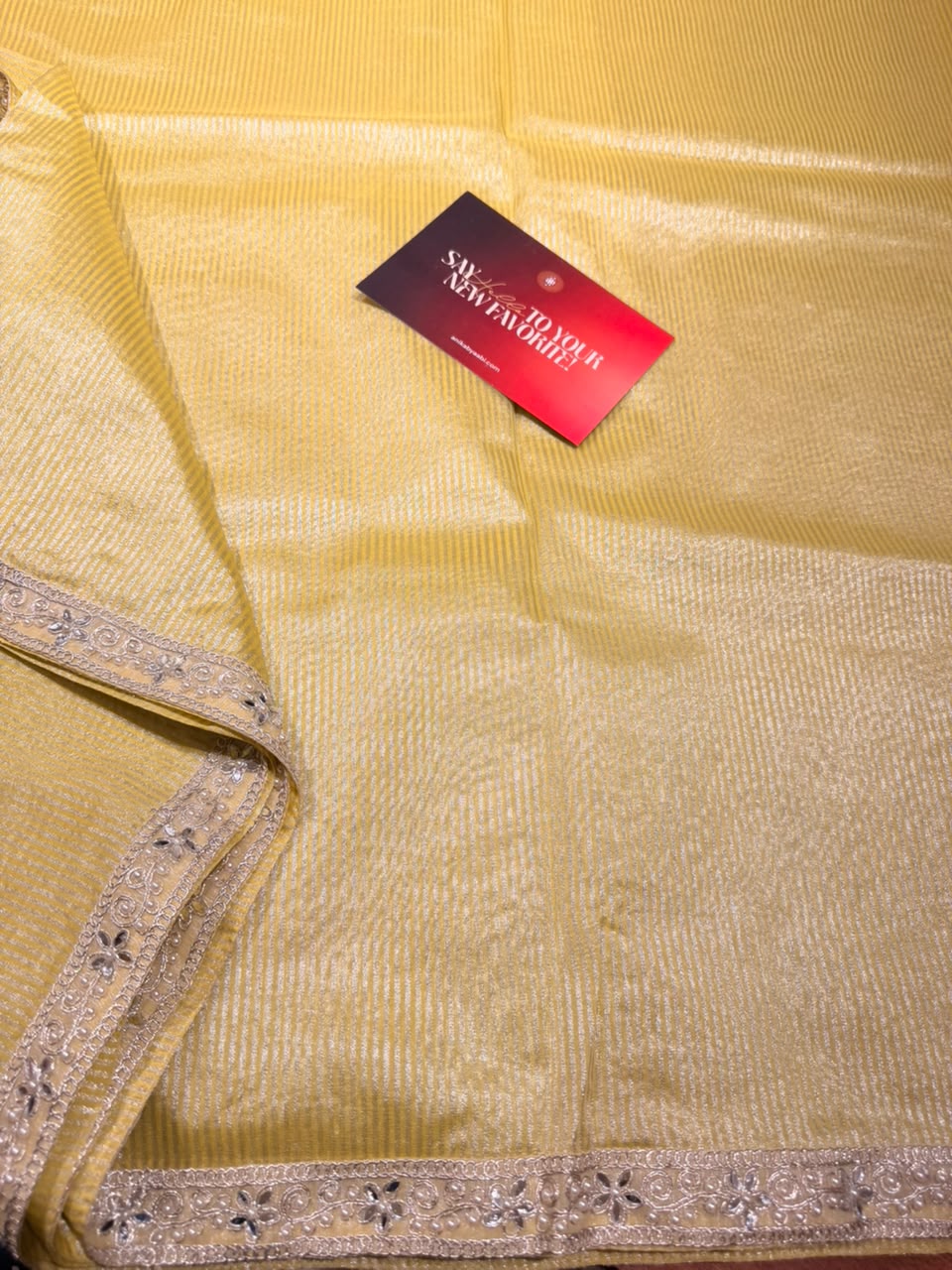 Banarasi Tissue silk in stripe weaving with lace - SWL01
