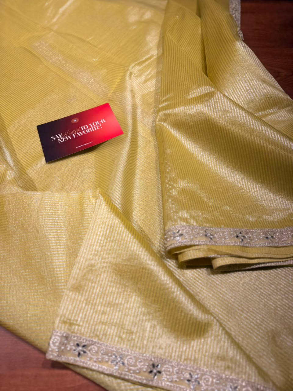 Banarasi Tissue silk in stripe weaving with lace - SWL01