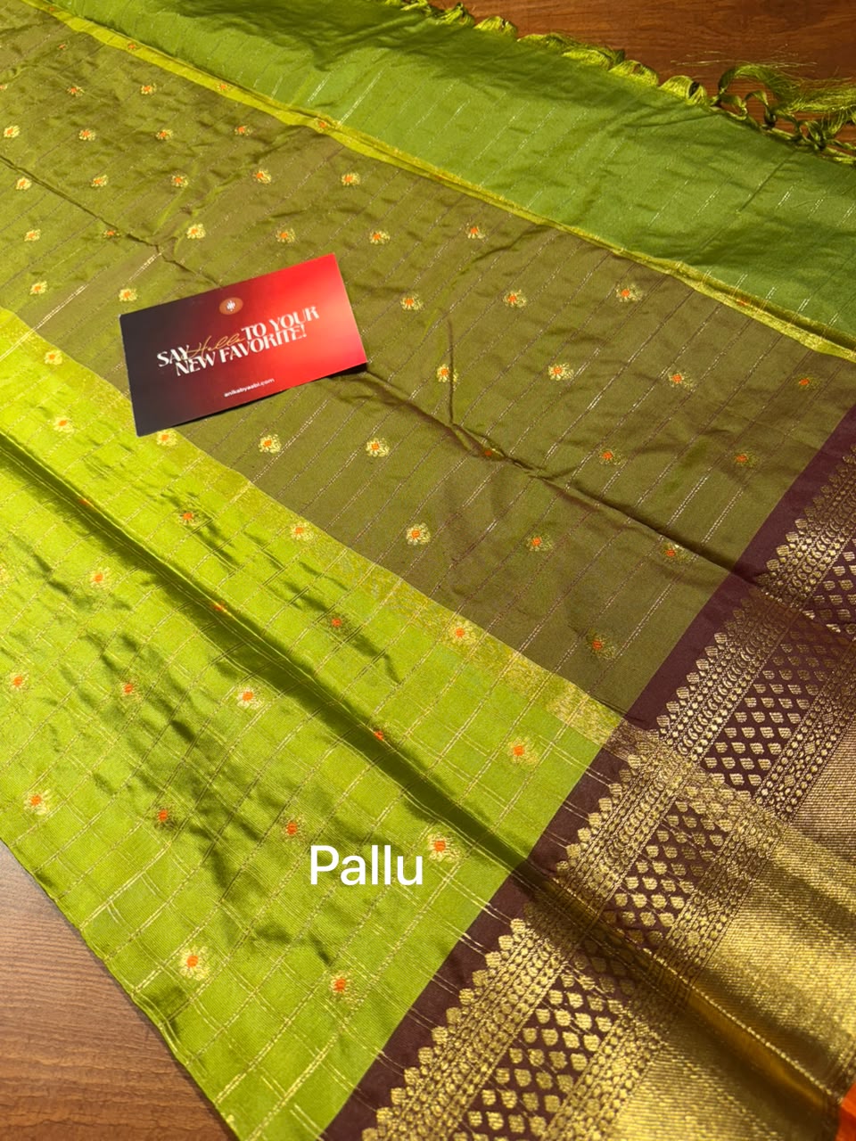 Checks Butta Kanchi Semi Silk Saree - Green-Dark Purple - ASC03