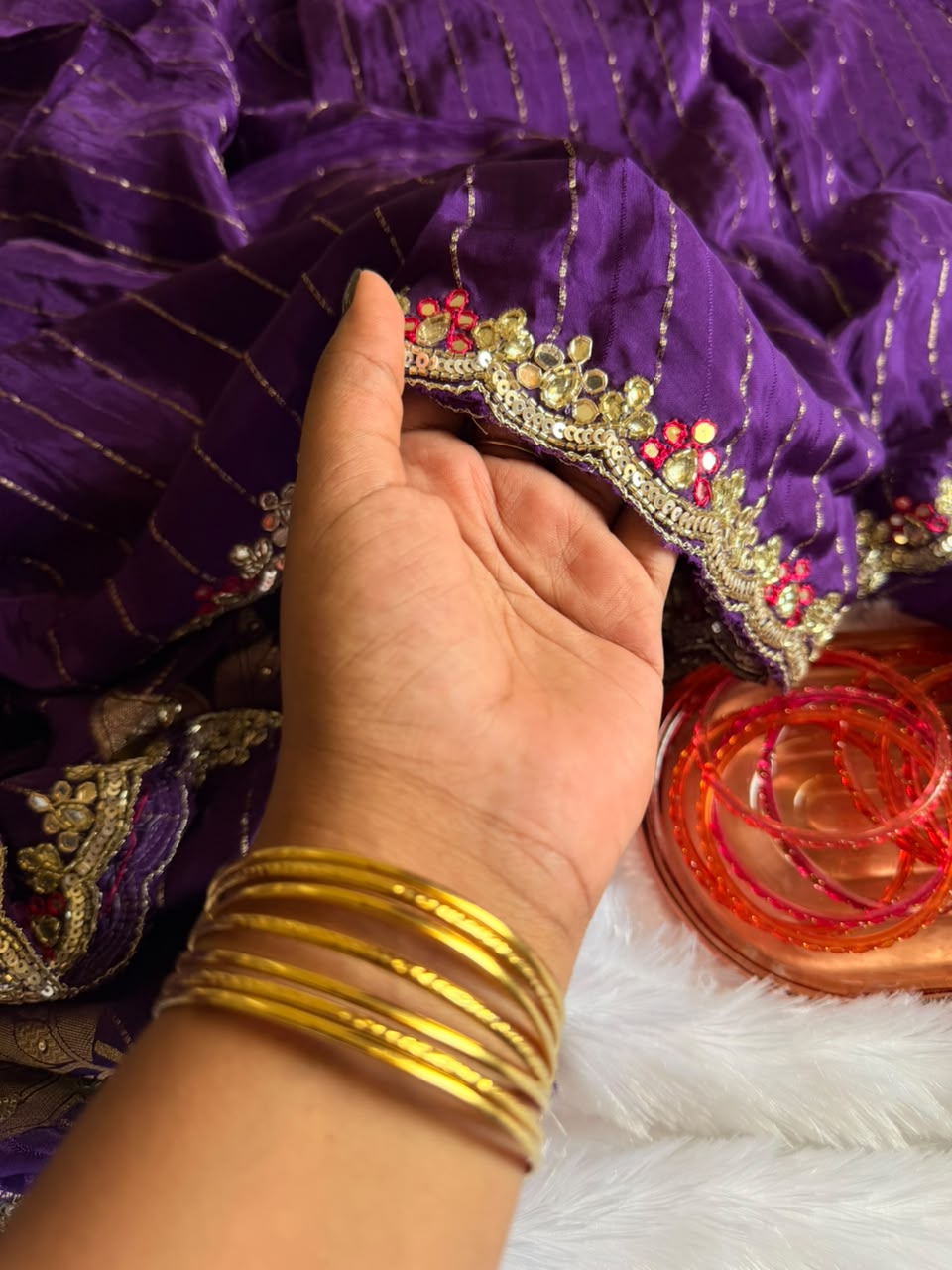 Chinon Designer Saree - Tarini Purple