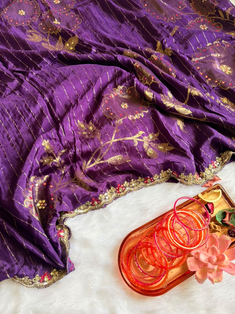 Chinon Designer Saree - Tarini Purple