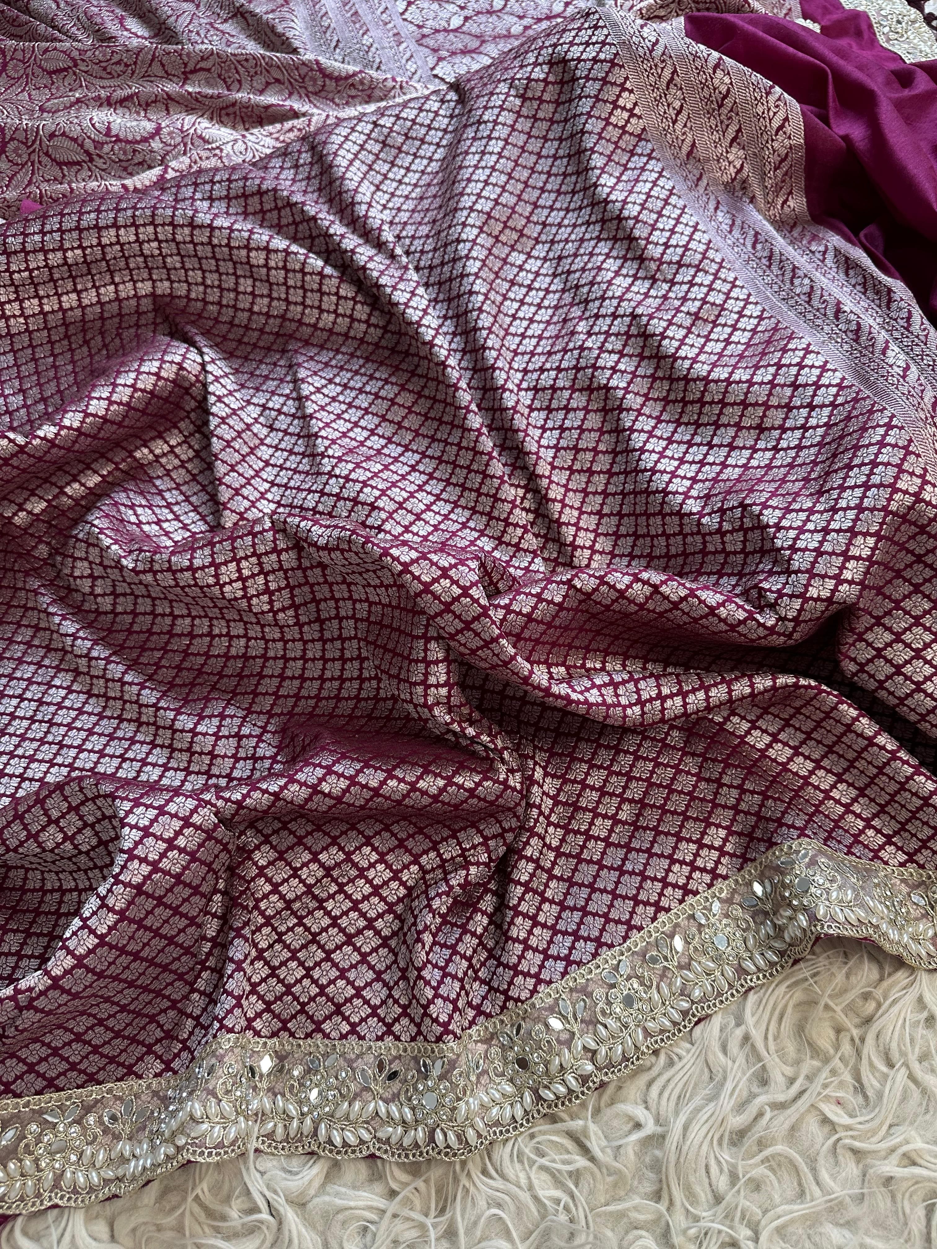 MATHURI - BANARASI MUSHRO SILK SAREE - MAGENTA