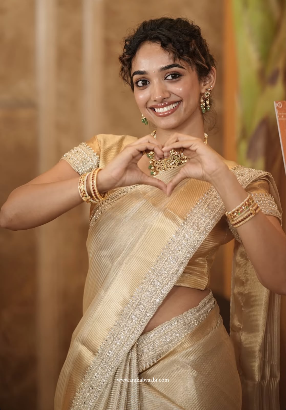 Gold Banarasi Tissue Lace Silk Saree - Sonakshi