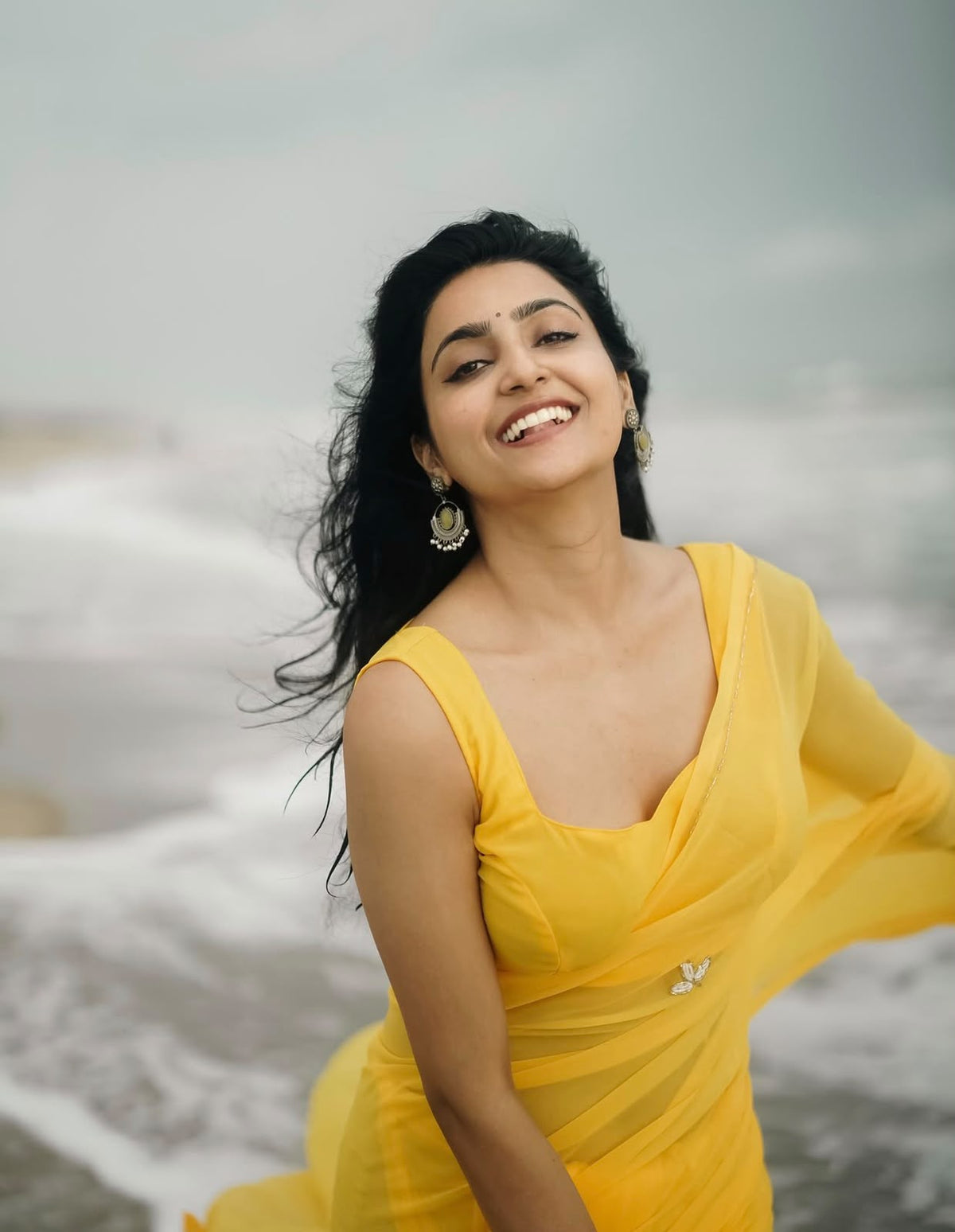 Anika's Soft Chiffon saree -yellow