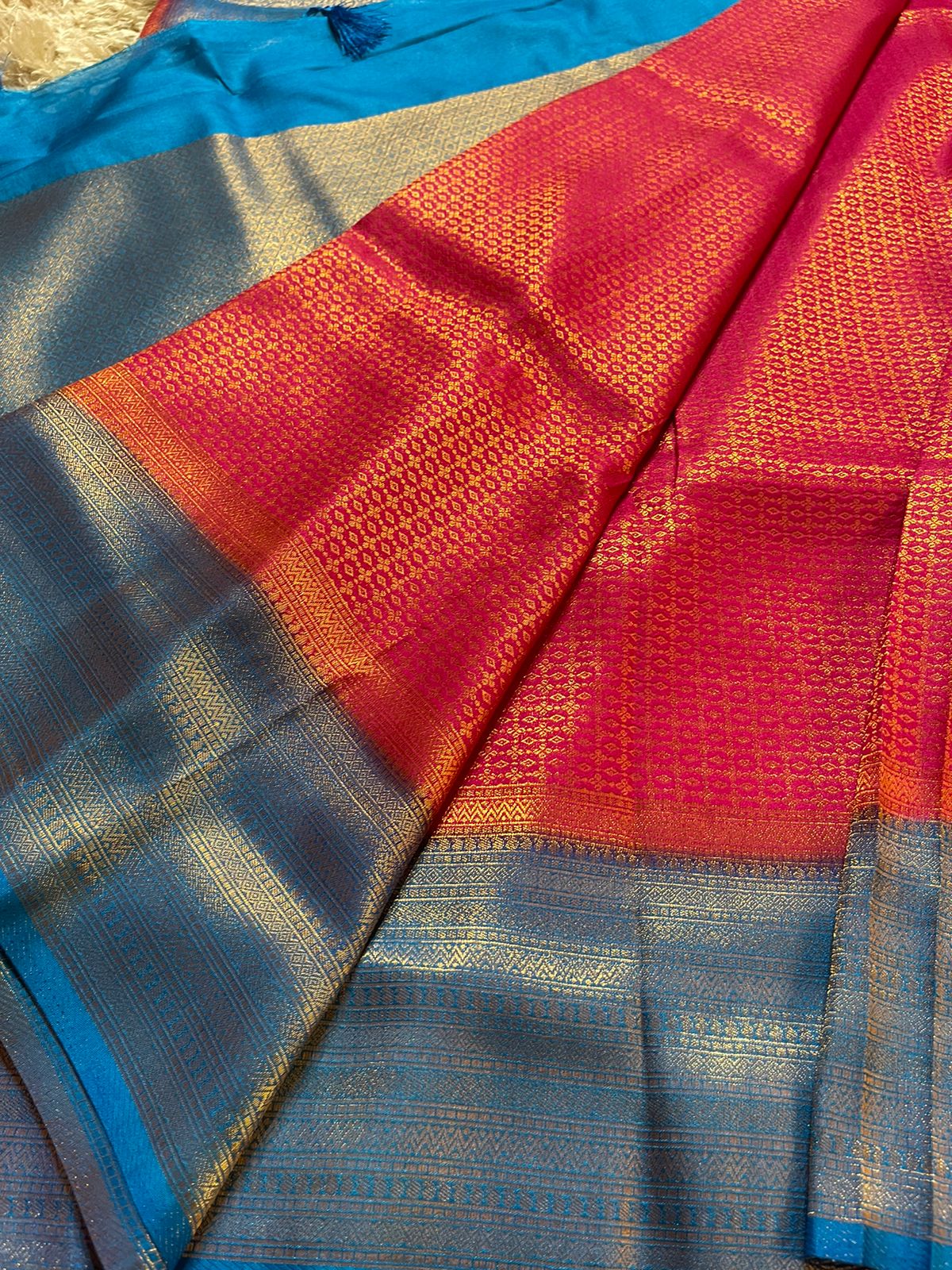 NANGAI-RANI PINK  SKY BLUE SAREE