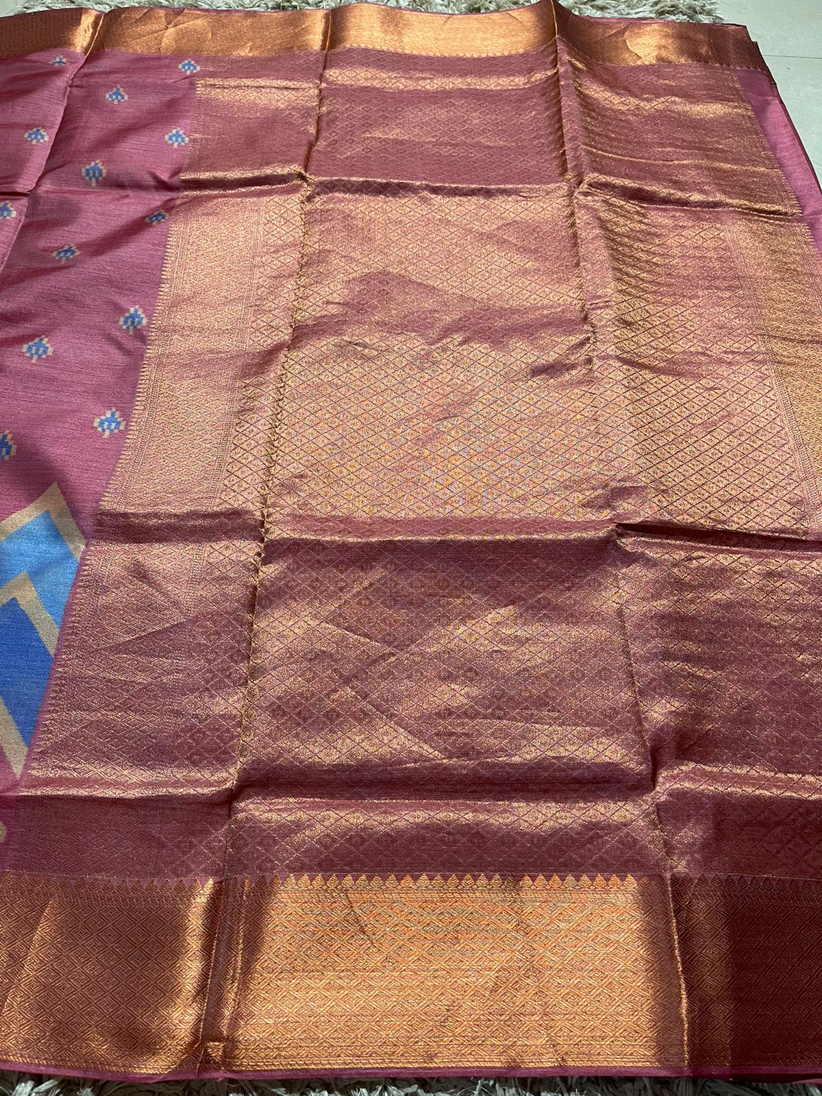 TUSSAR WITH SEMI KANCHI-PASTEL PINK SAREE
