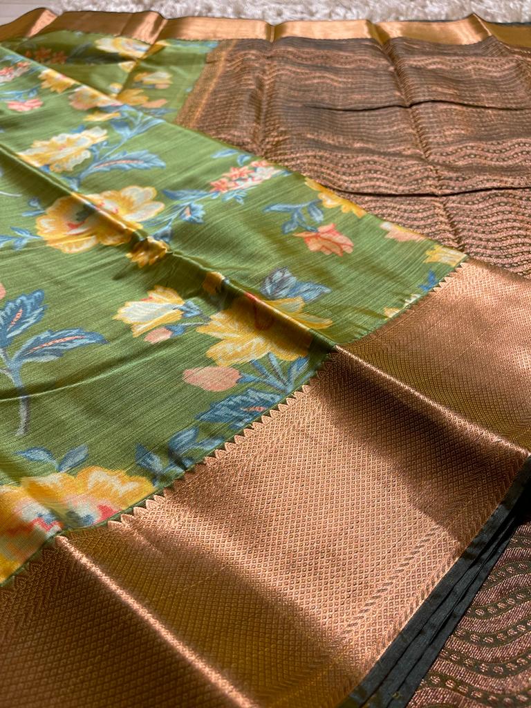 SWAYAMVARAM FLORA- GREEN SAREE