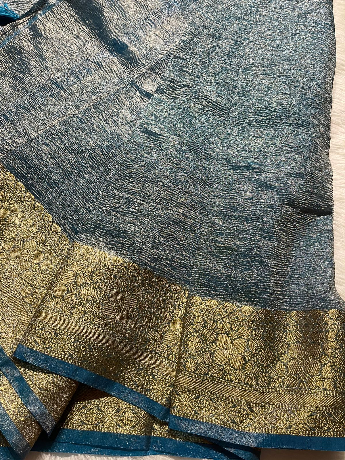 CRUSH-METALLIC BLUE SAREE
