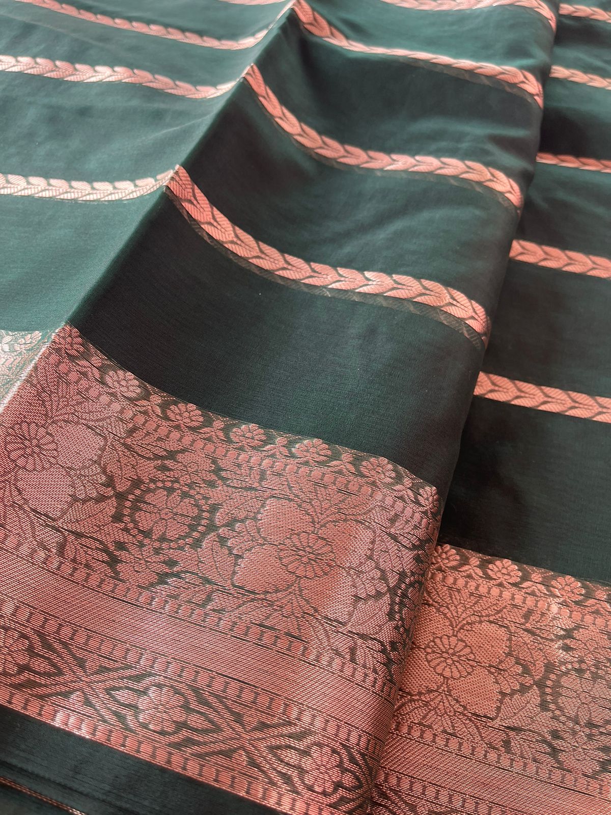 RIYA-BOTTLE GREEN SAREE