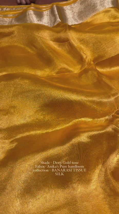 Pure Banarasi Tissue Silk Saree Golden Radiance - Kalki