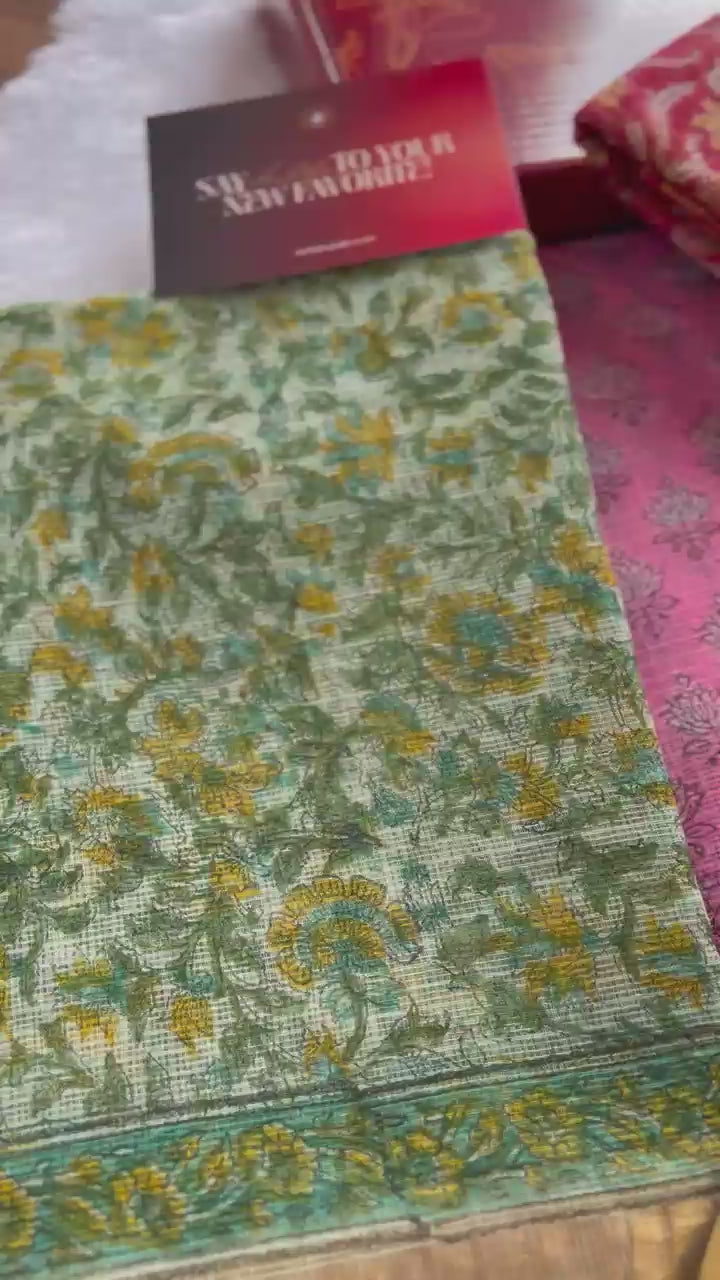 Pure Kota Cotton Heritage Floral Saree – Sage Heritage