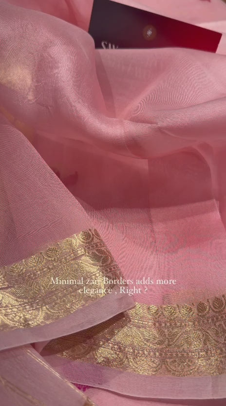 Pure Banarasi Kora Organza Saree – Blush Pink - BKO-702