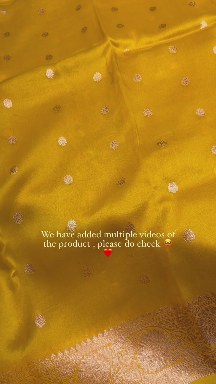 Pure Banarasi Kora Organza Saree – Golden Yellow - BKO-704
