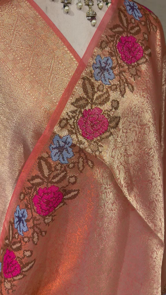 Anika’s Brocade Tissue silk saree with embroidery work - ABT02