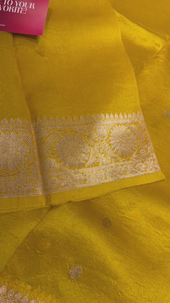 Pure Banarasi Kora Organza Saree – Golden Yellow - BKO-704