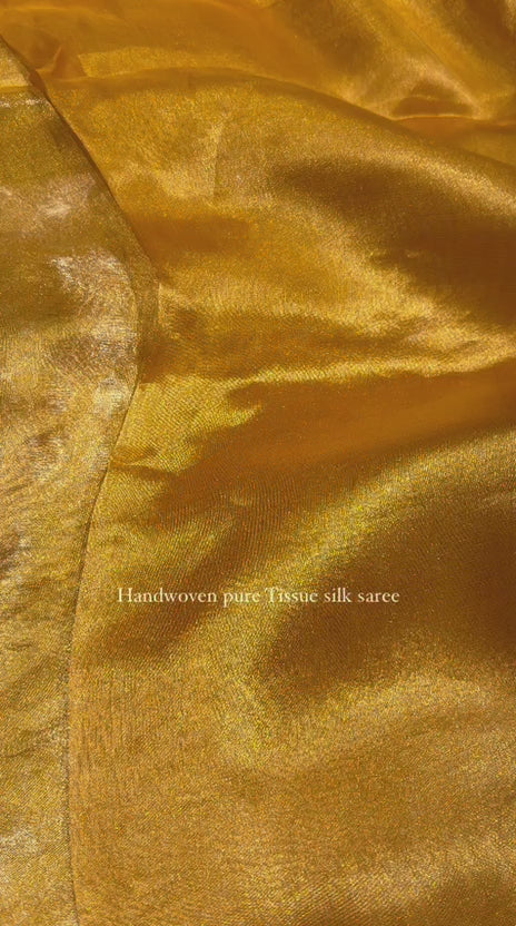 Pure Banarasi Tissue Silk Saree Golden Radiance - Kalki