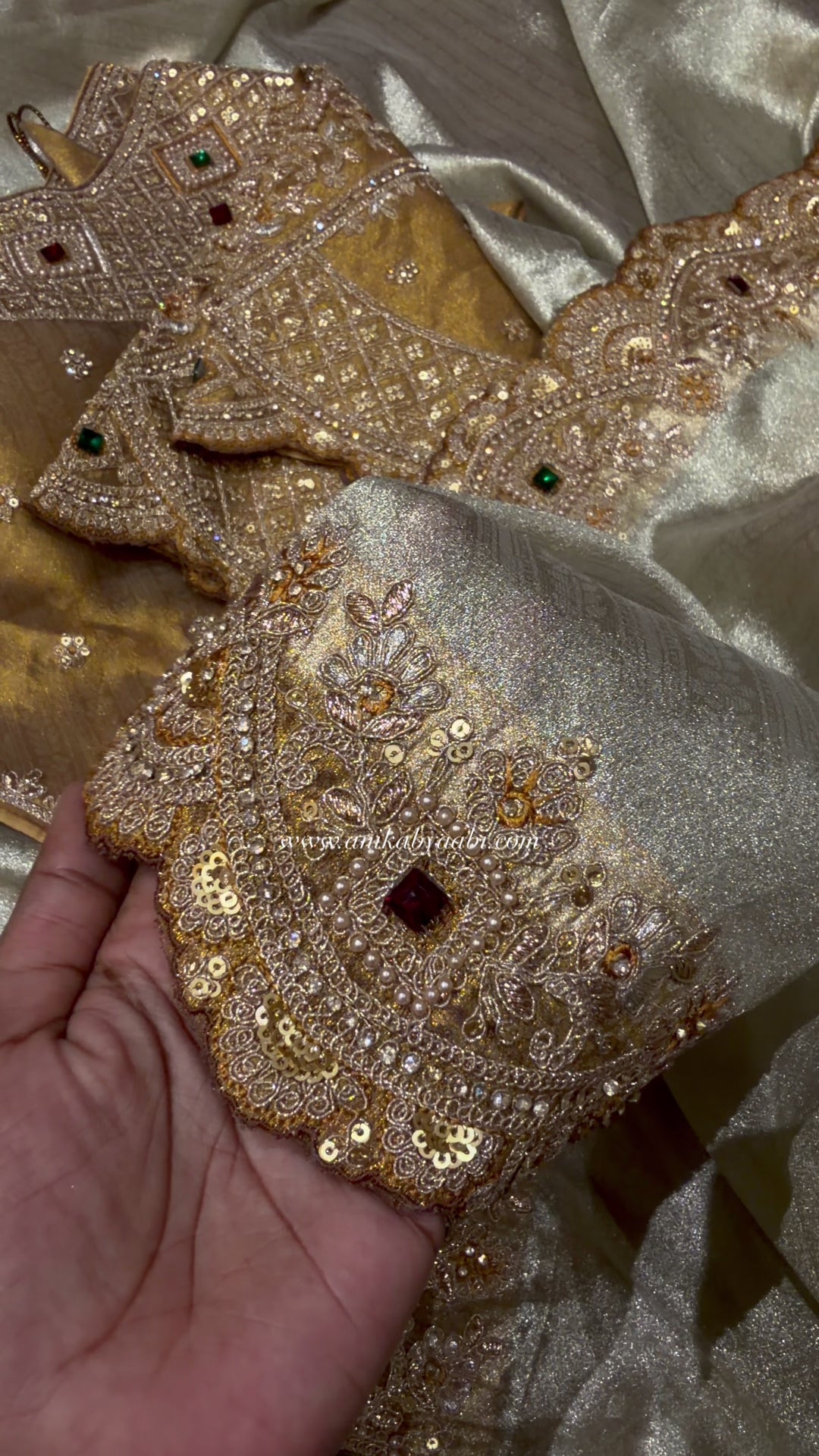Festive Edit - Banarasi Tissue silver & Gold Designer saree with scallop work