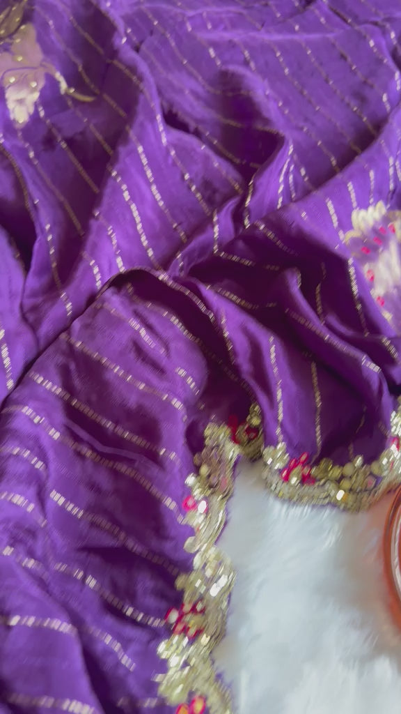 Chinon Designer Saree - Tarini Purple