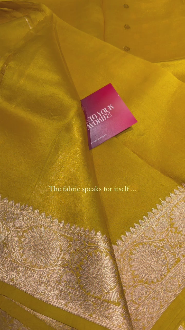 Pure Banarasi Kora Organza Saree – Golden Yellow - BKO-704