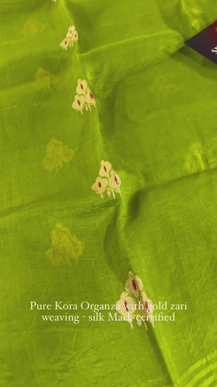 Pure Banarasi Kora Organza Saree – Green - BKO-701
