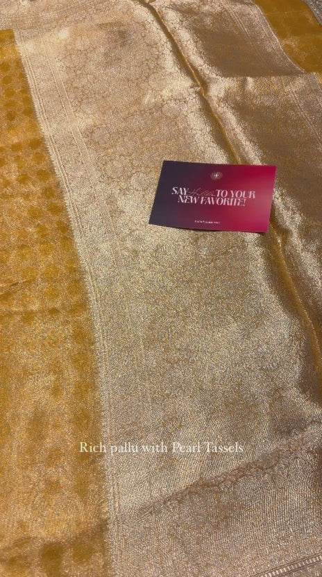 Pure Banarasi Tissue Silk Saree Golden Radiance - Kalki