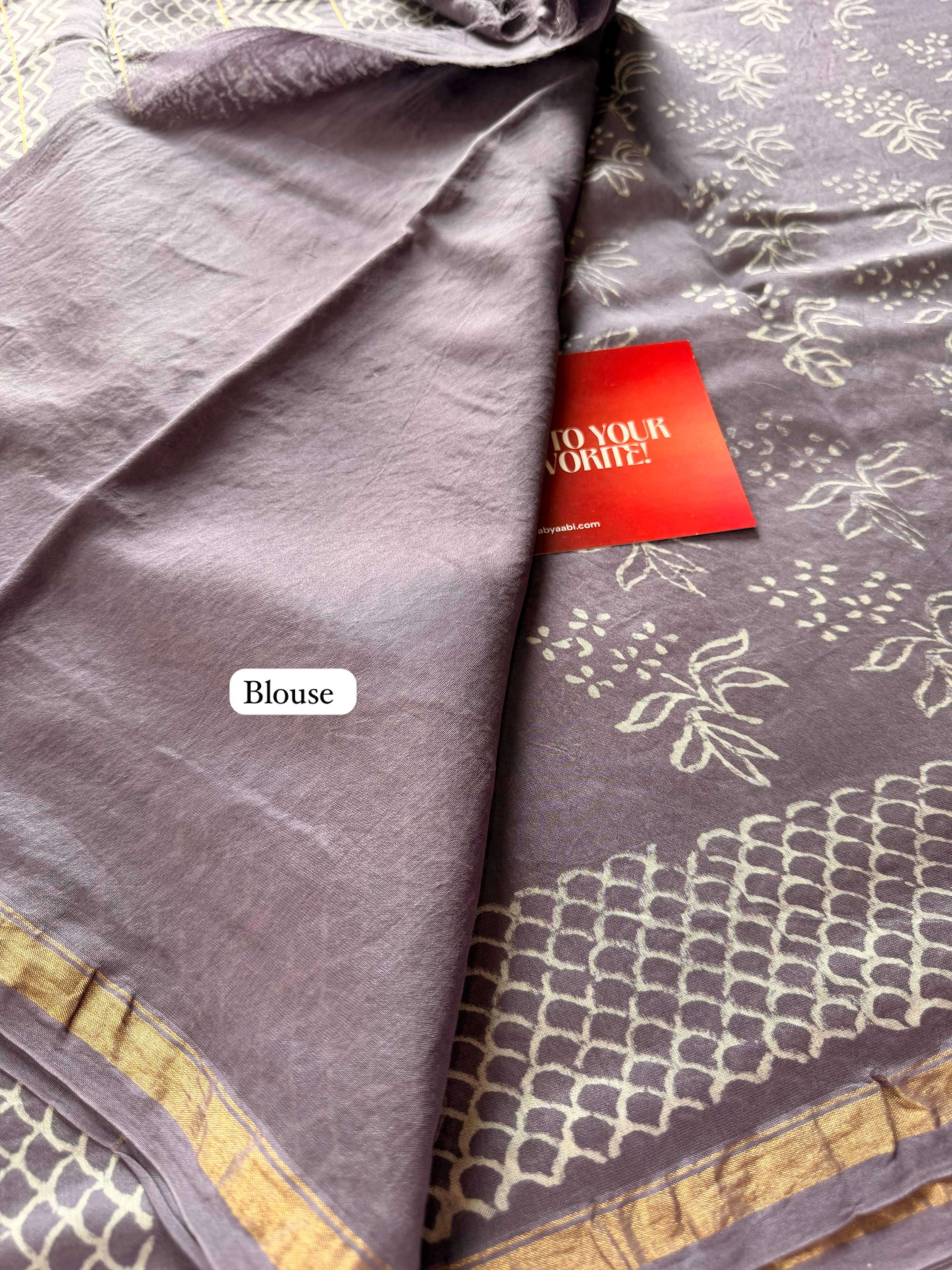 Pure Chanderi Silk Cotton Saree - Lavender - CSC-403