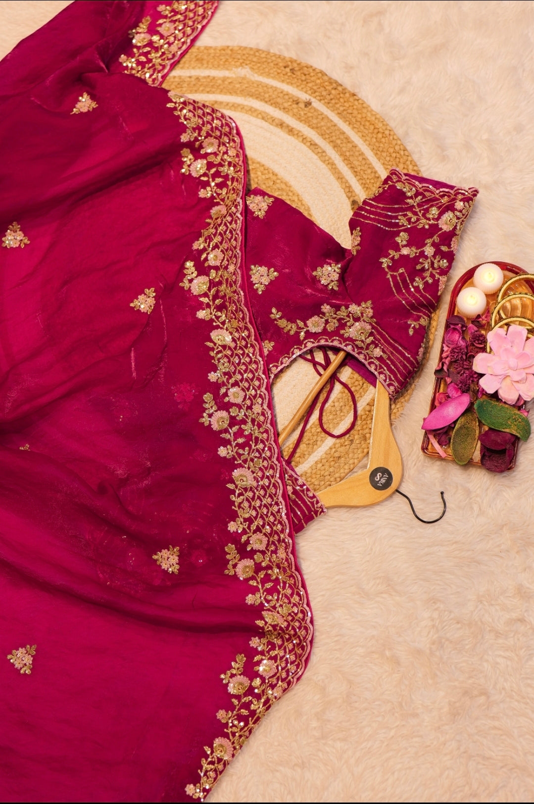 Anika's Deep maroon/wine  Designer saree- Anaya christmas Edit