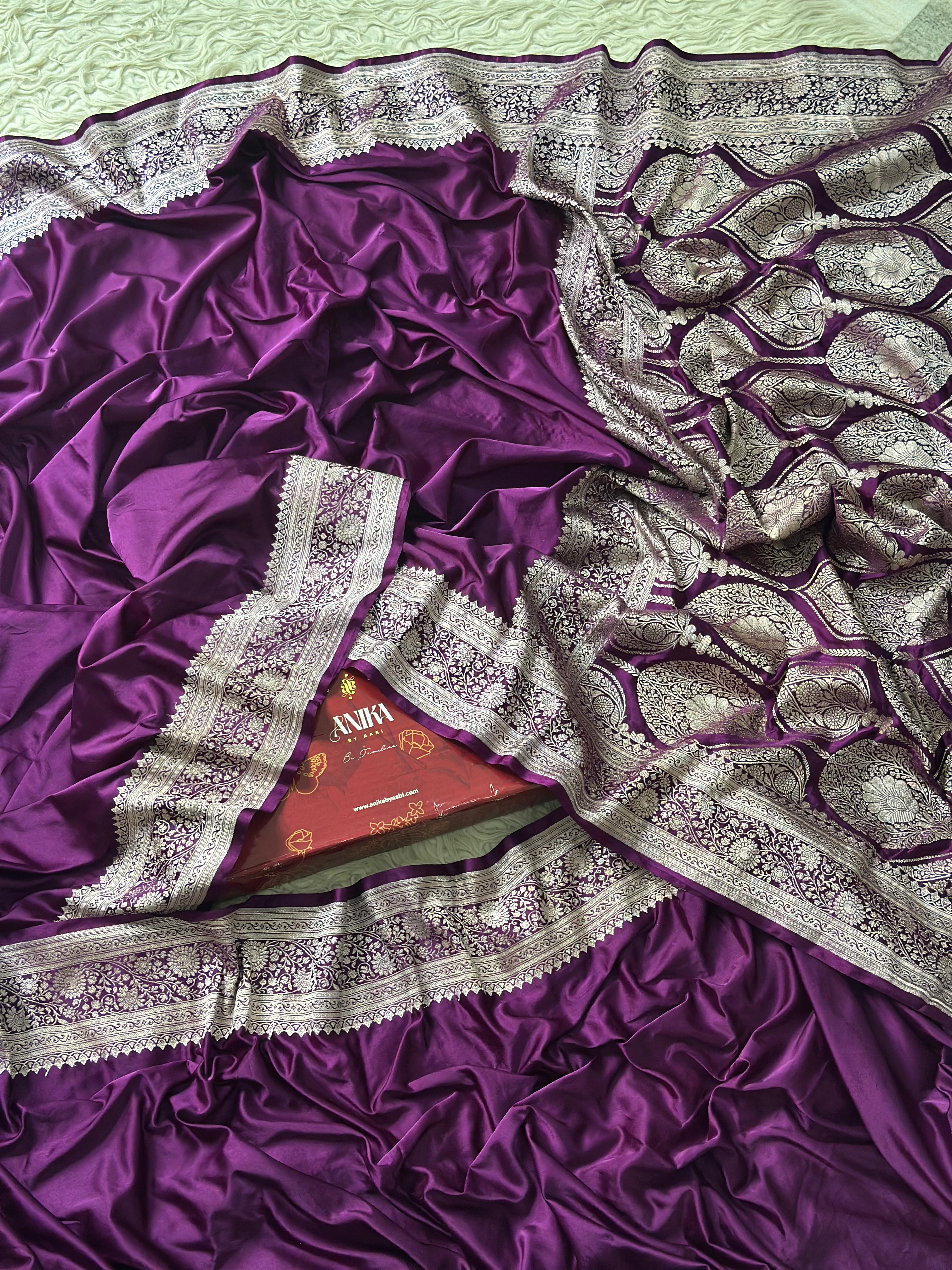 Anika's mashru silk saree purple- Festive Edit