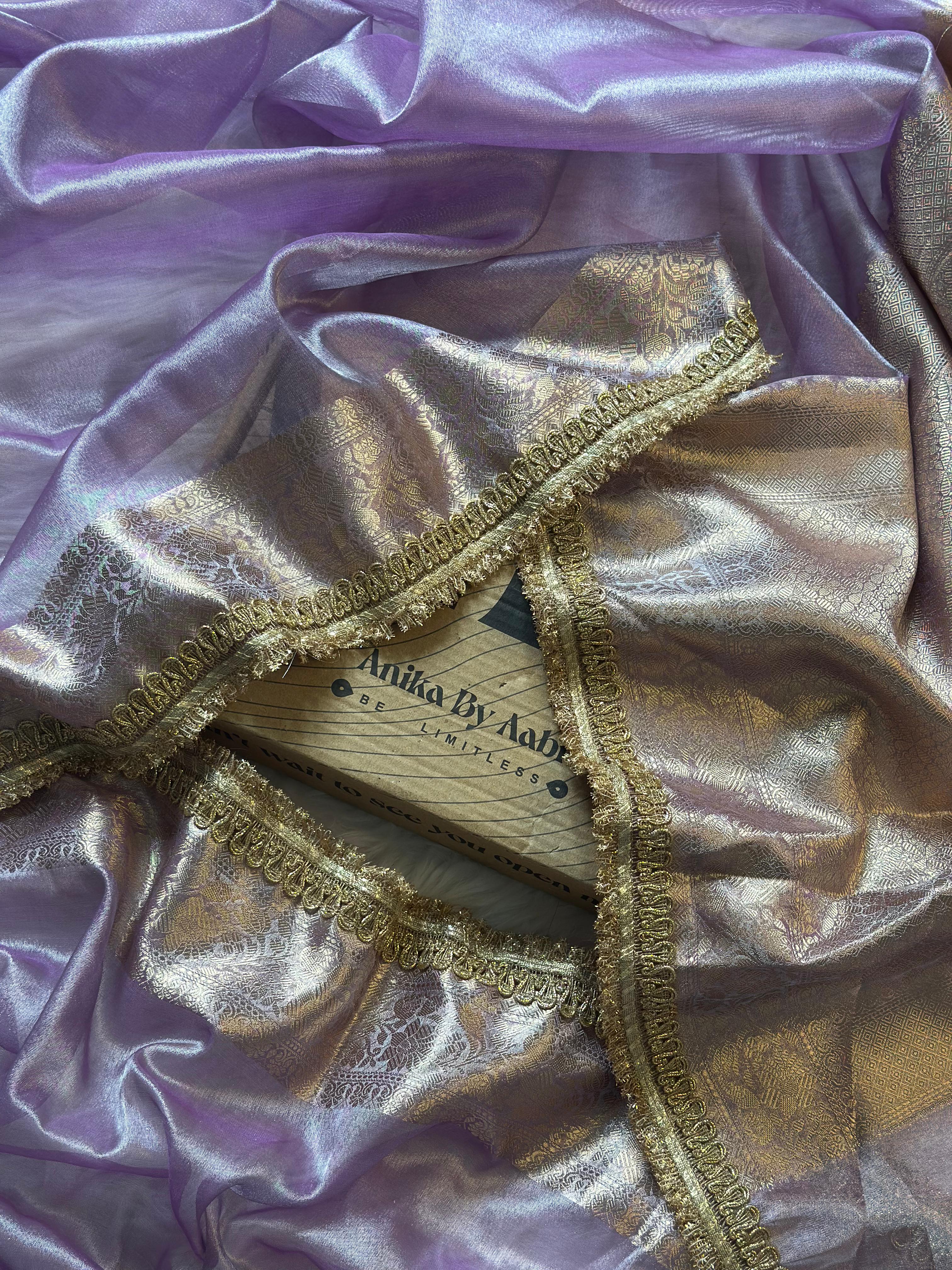 TISSUE LACE SAREE - ANIKA'S BANARASI - LILAC