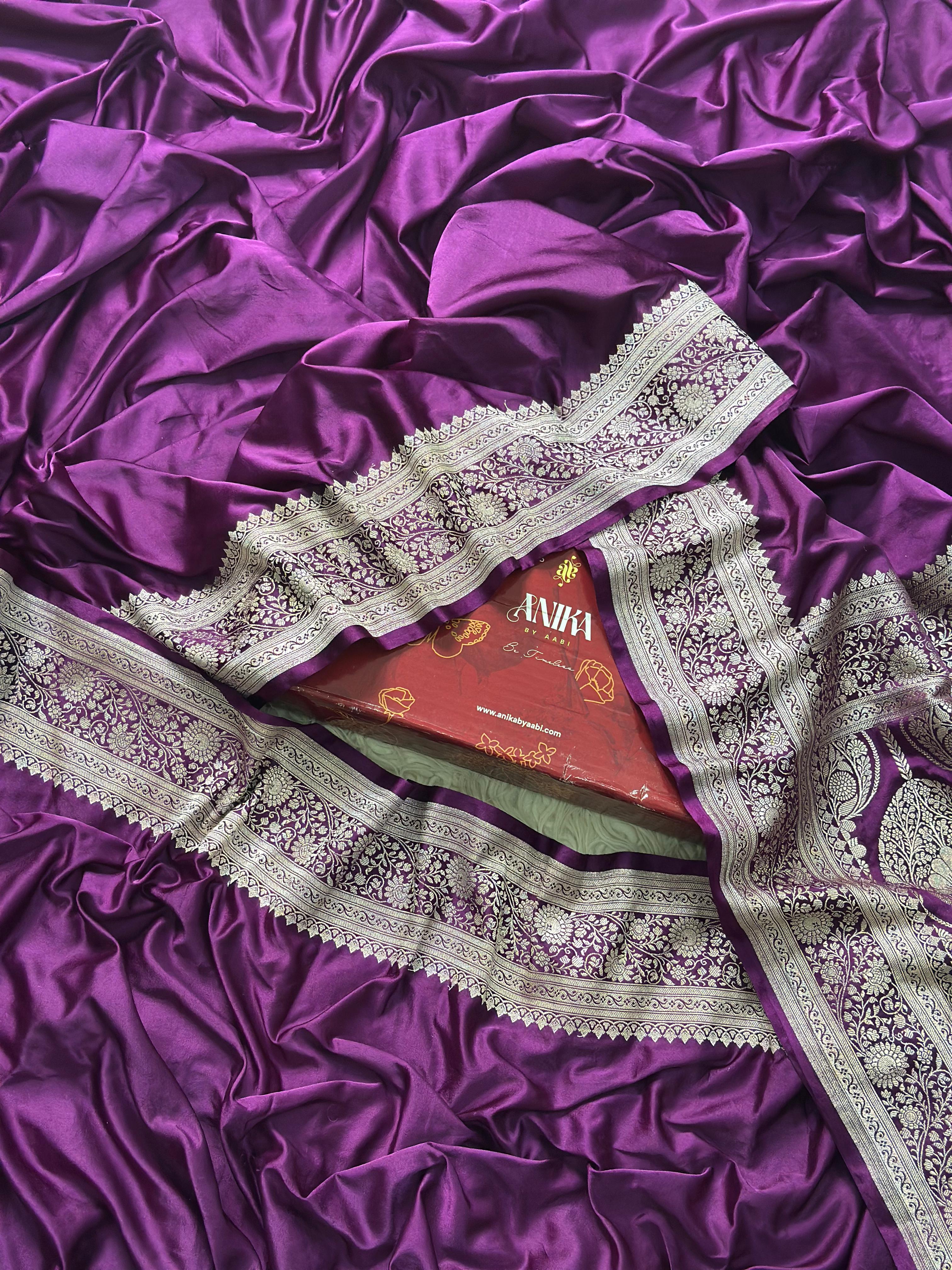 Anika's mashru silk saree purple- Festive Edit