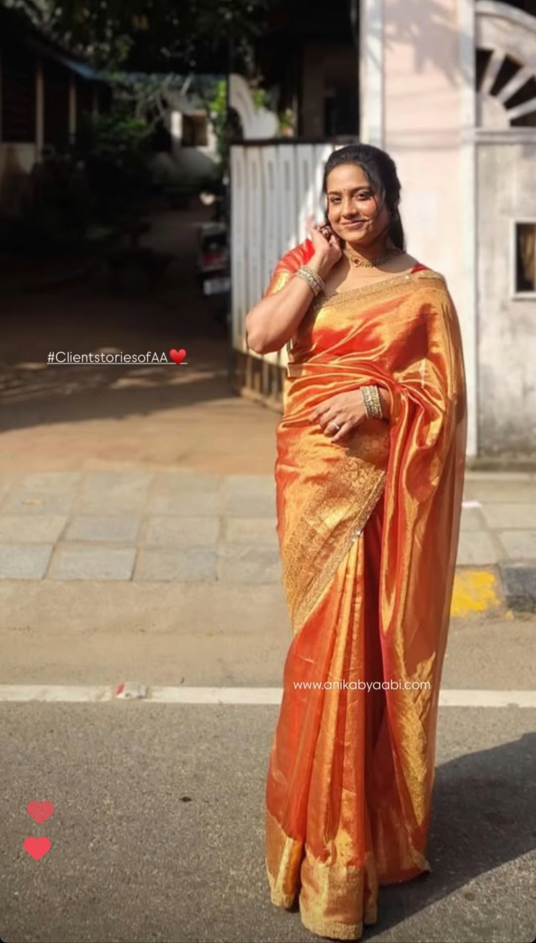 TISSUE BEATS-ORANGE SAREE