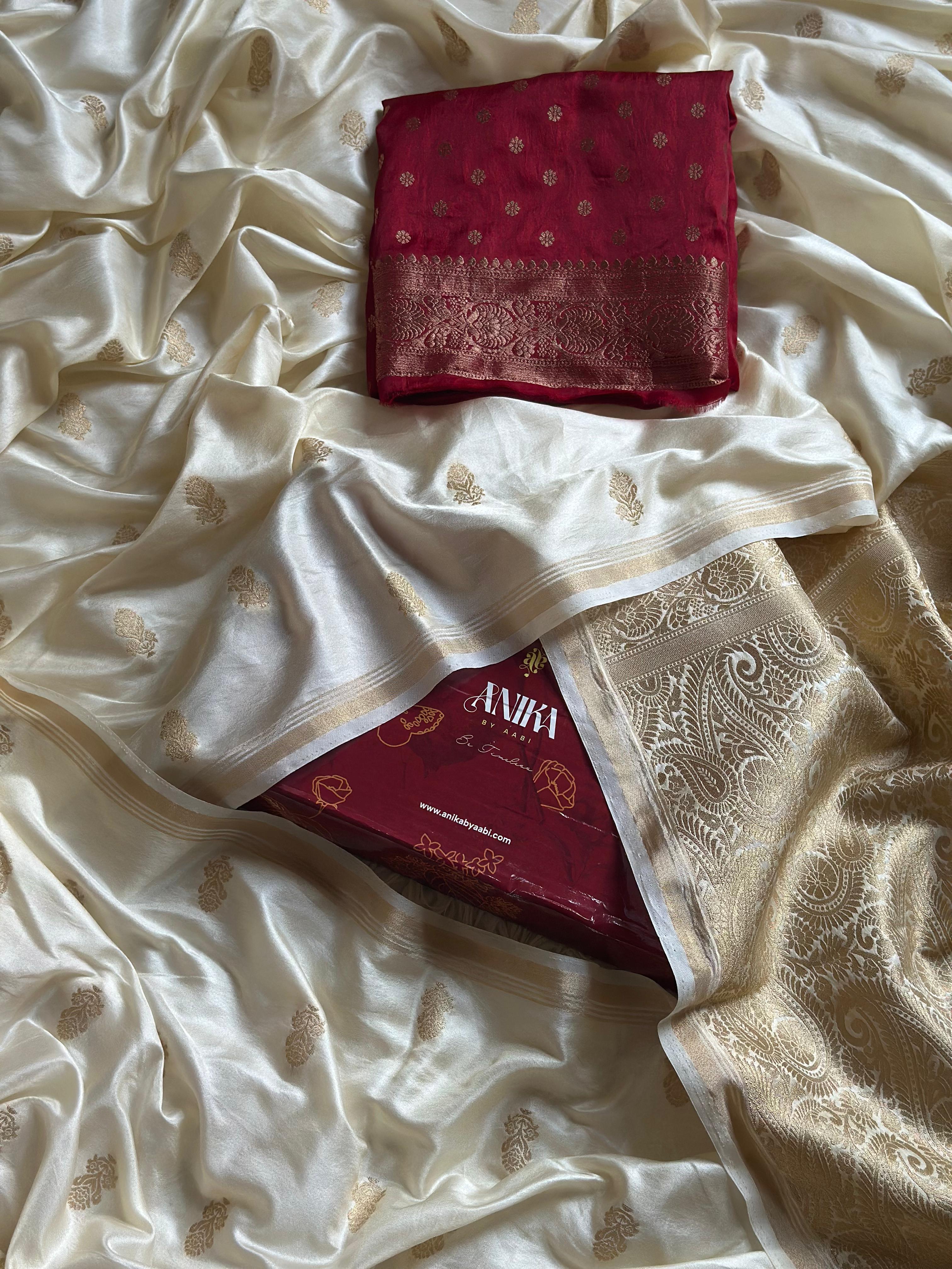Onam Series - Halfwhite Gold traditional silk saree