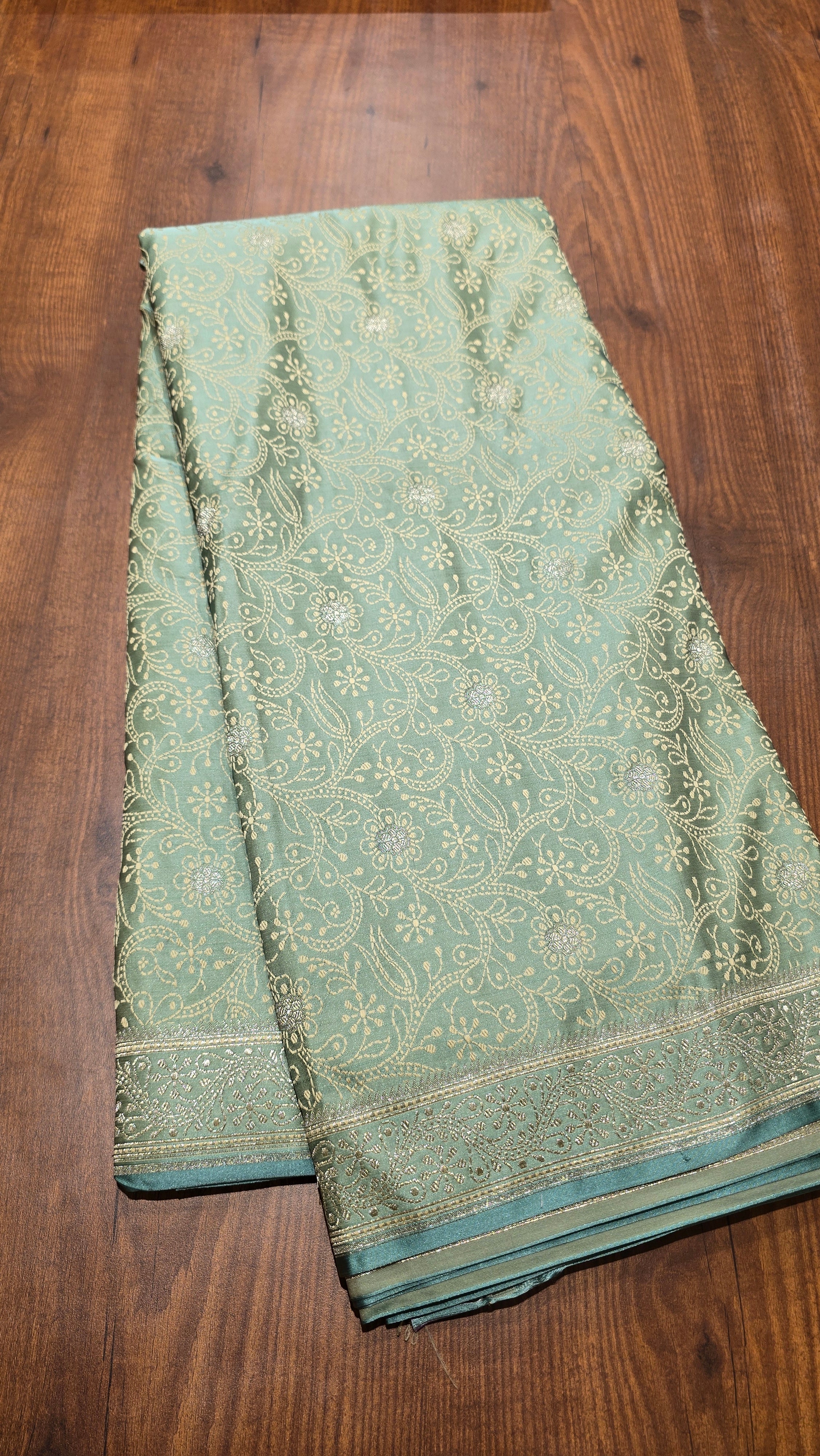 Anika's Vintage Banarasi- Pastel green