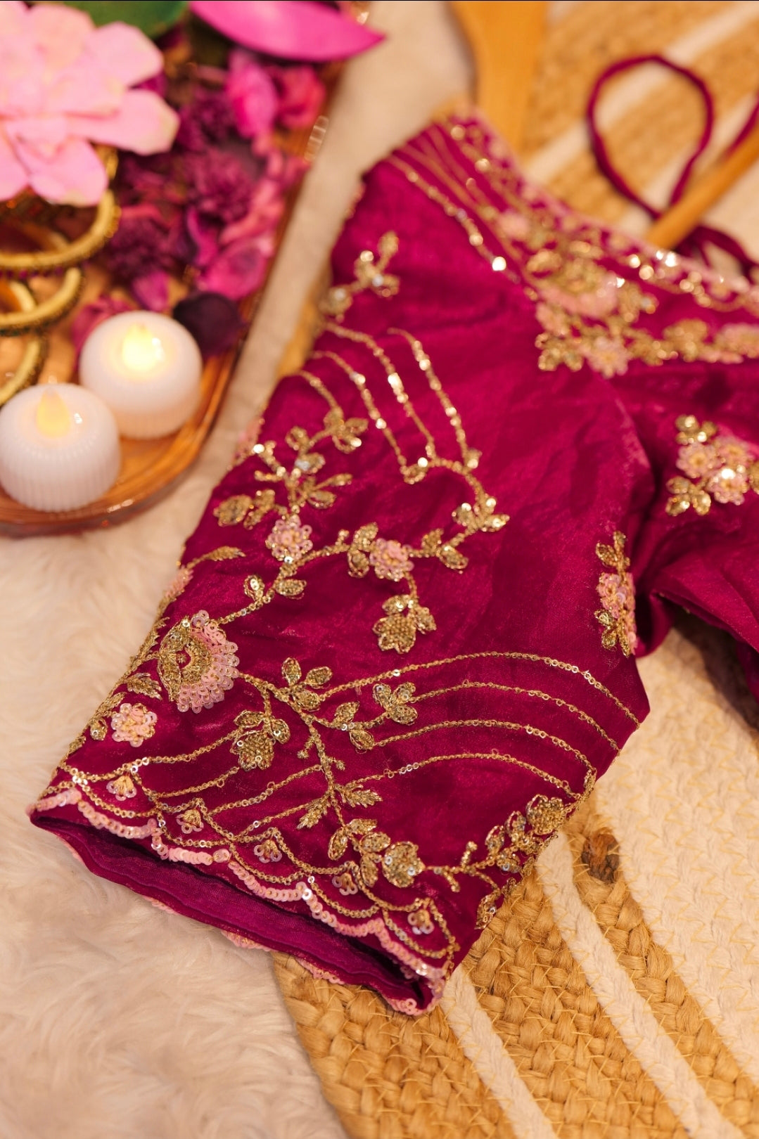 Anika's Deep maroon/wine  Designer saree- Anaya christmas Edit