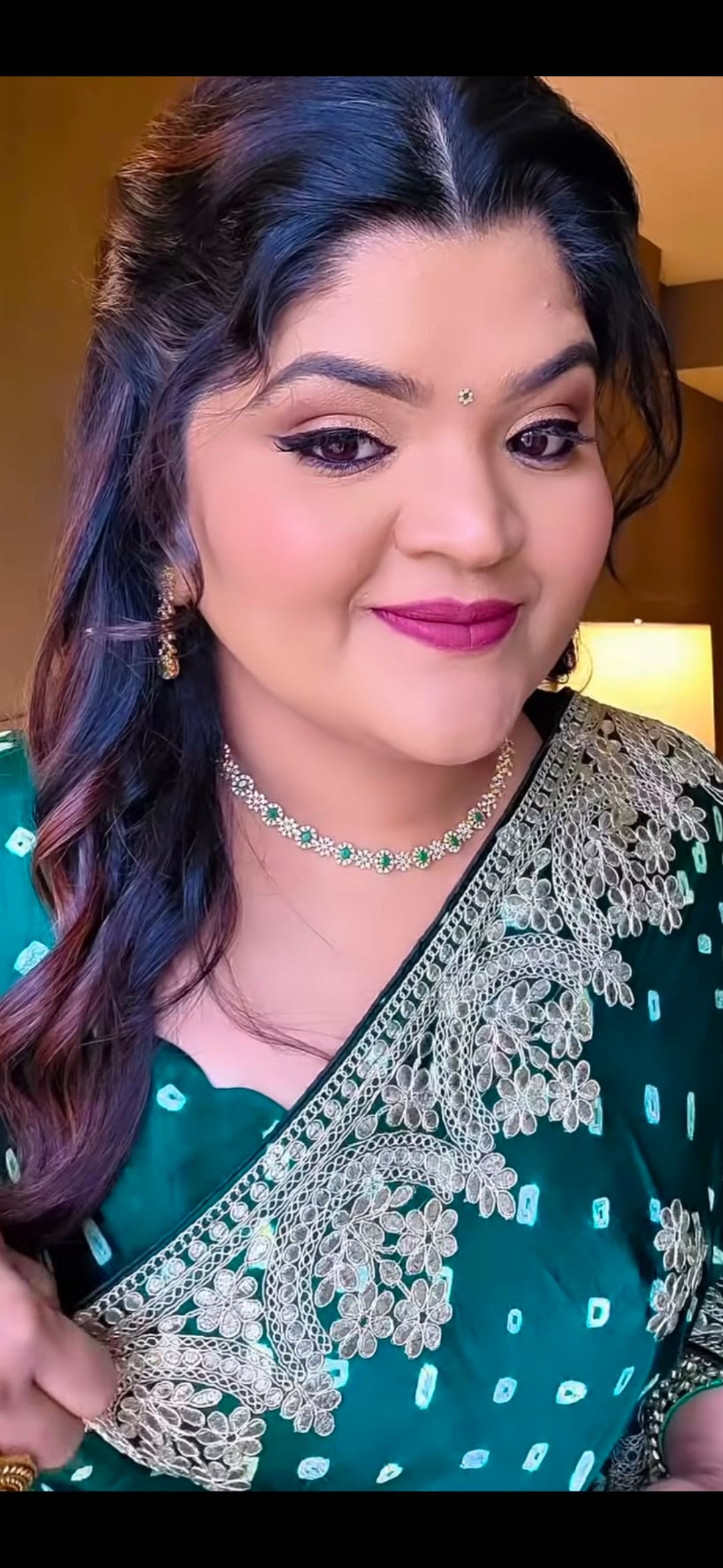 Anika’s Green Bandani in Gaji silk with gotta Patti work