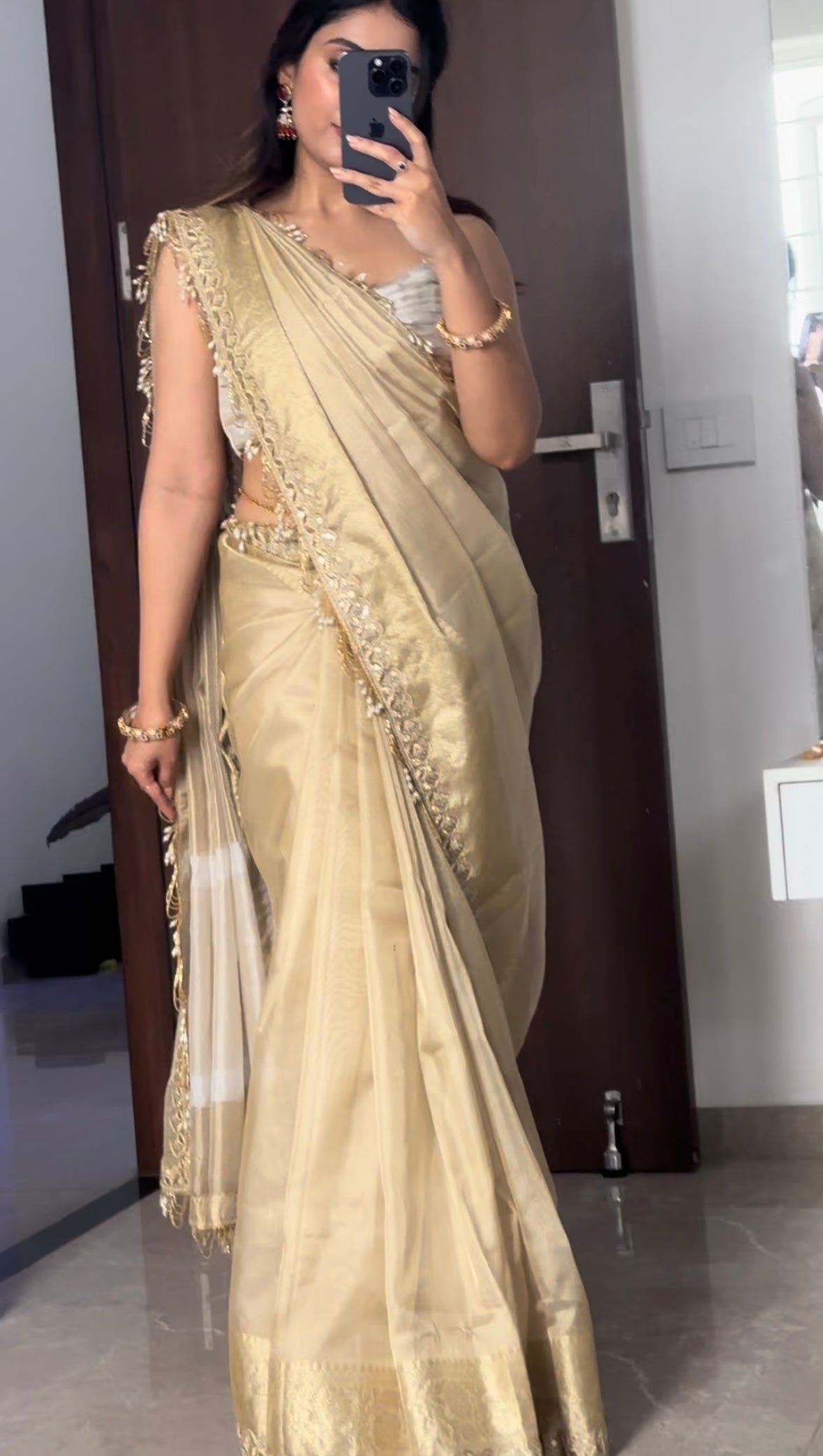 Anika's Banarasi Tissue silk saree Festive Edit - PASTEL GOLD