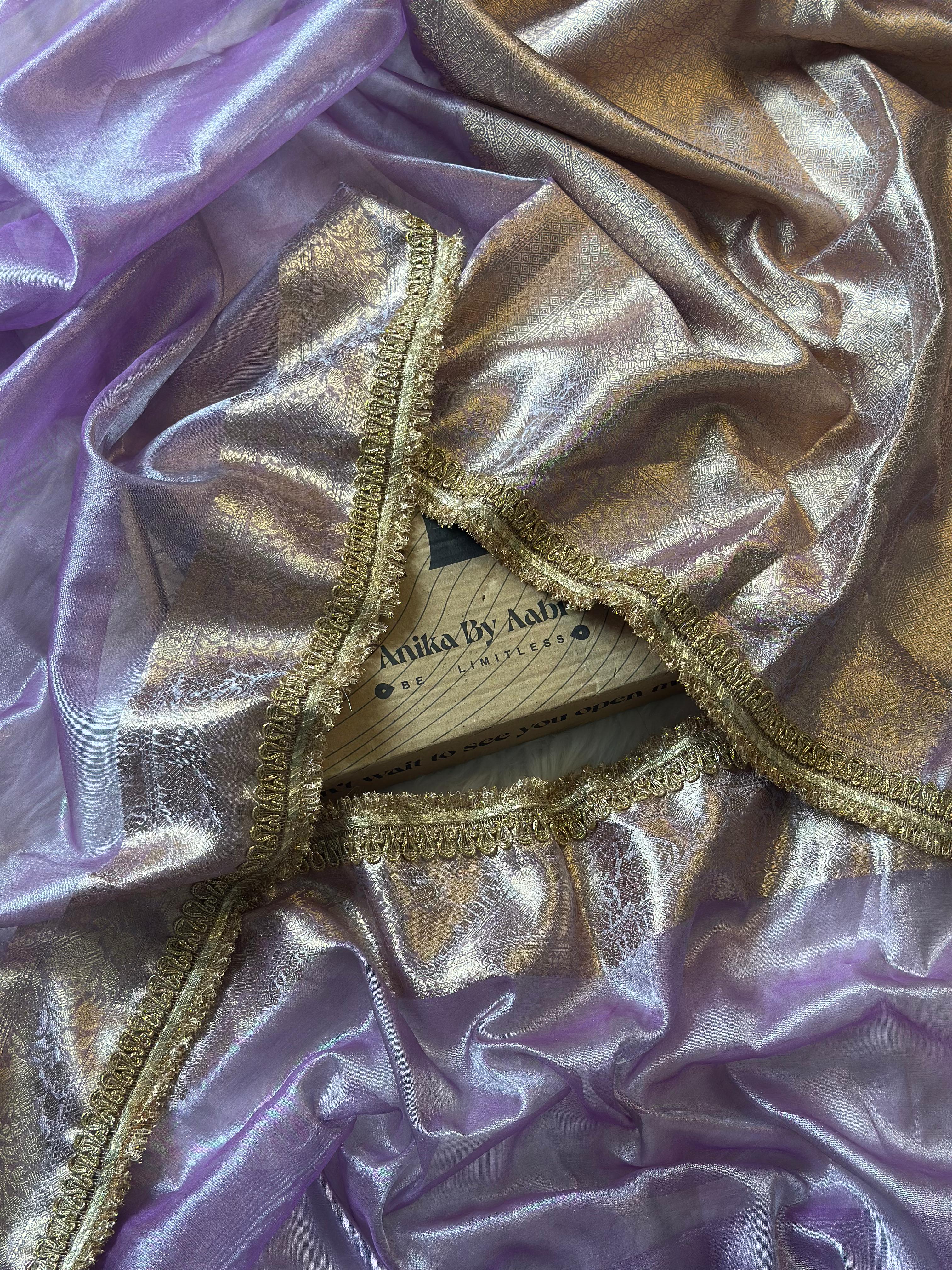 TISSUE LACE SAREE - ANIKA'S BANARASI - LILAC