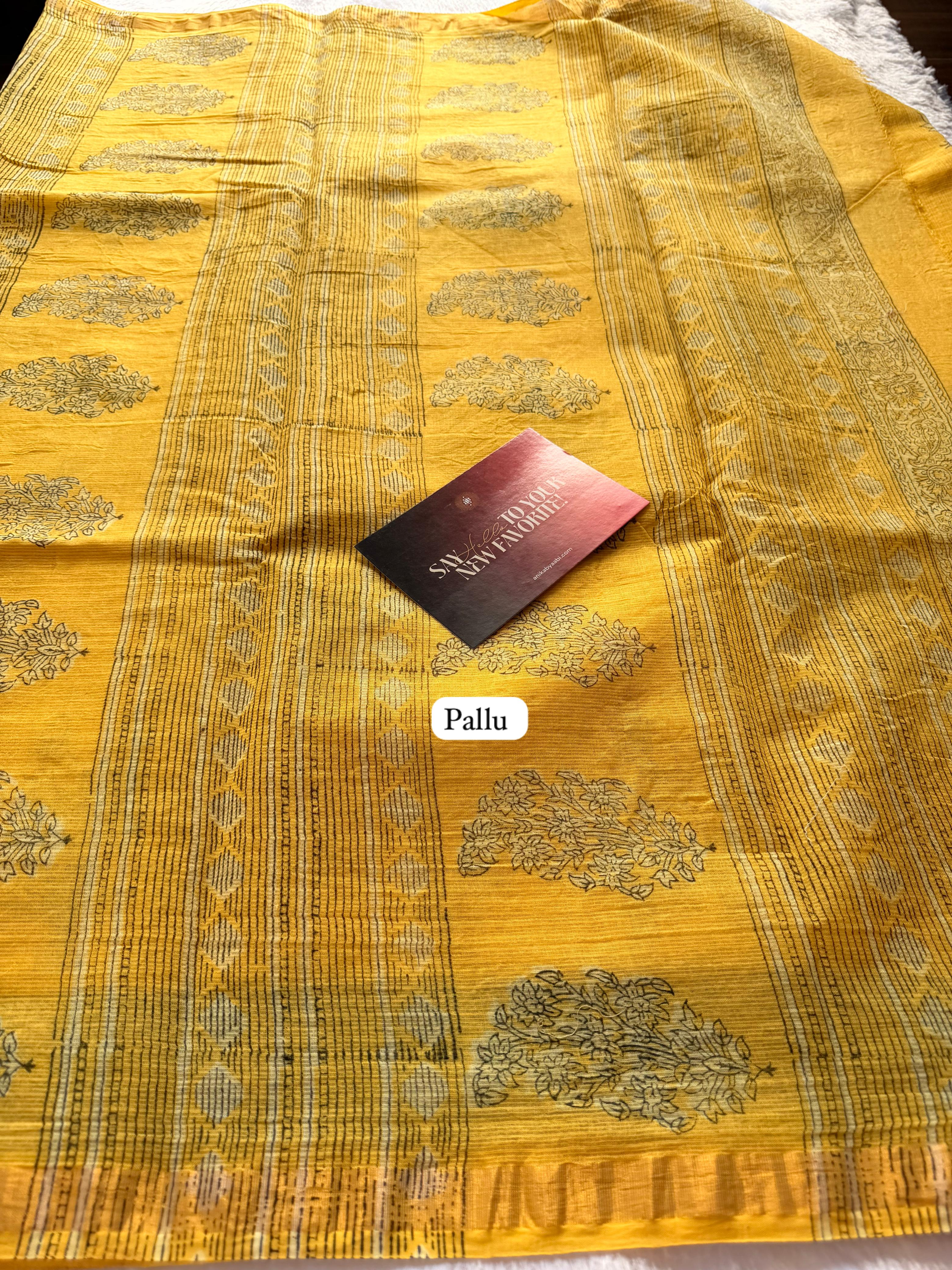 Pure Kota Cotton Saree-Yellow Lotus