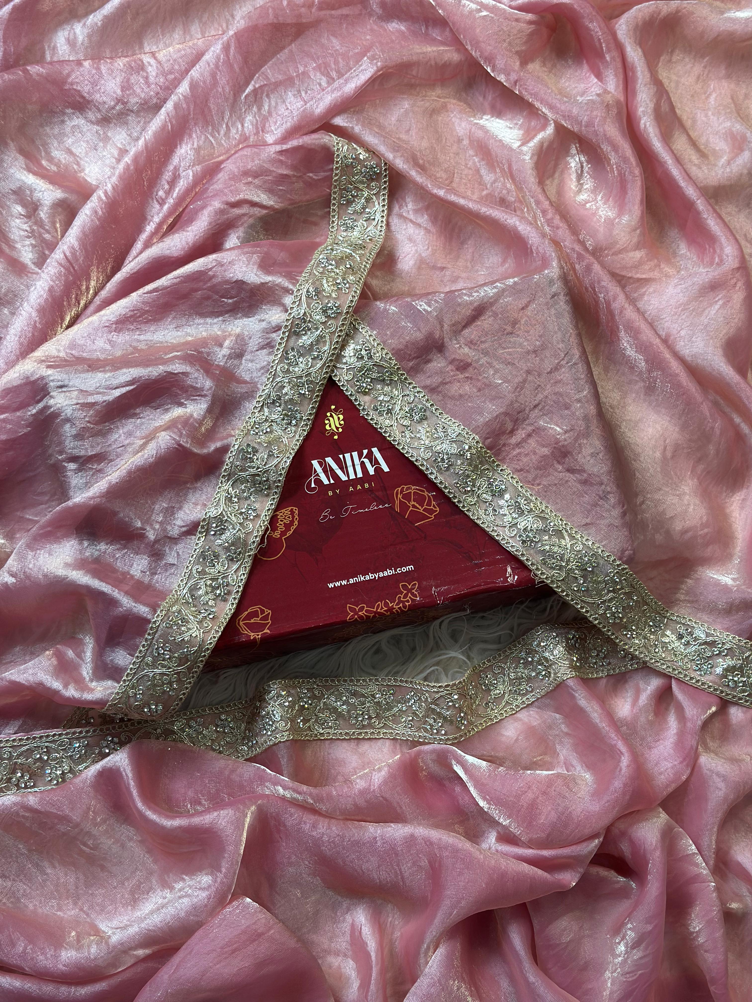 CHAKRA - GLASS TISSUE SILK SAREE | BABY PINK