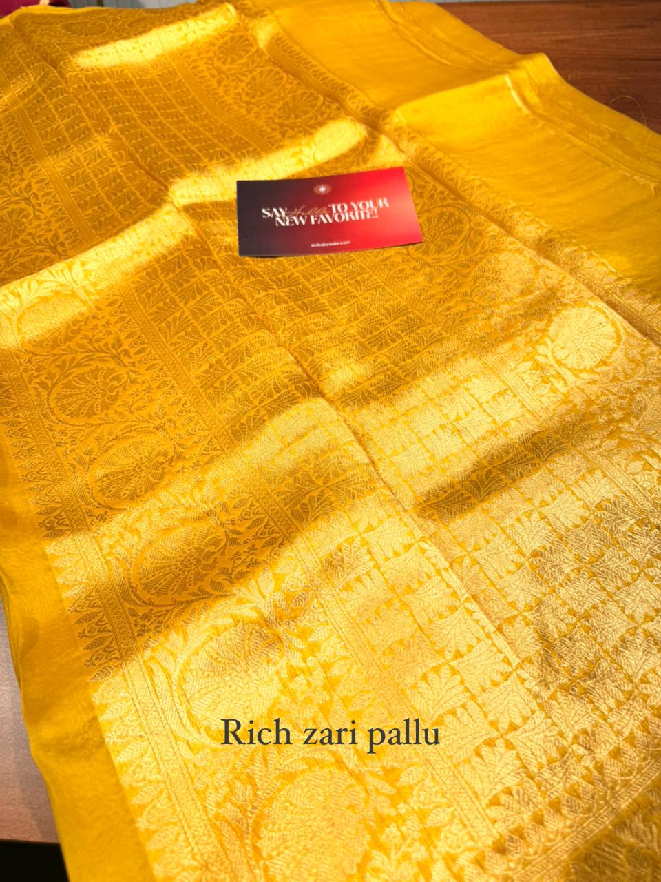 Pure Banarasi Kora Organza Saree – Golden Yellow - BKO-704