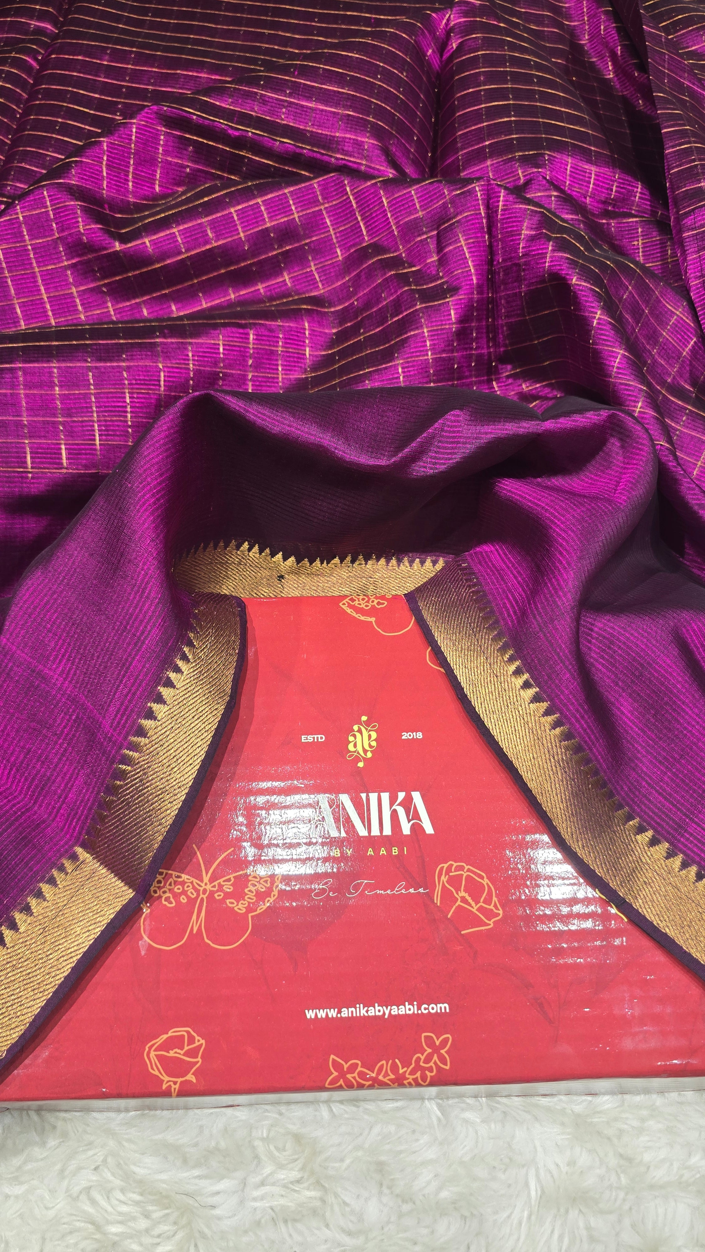 Anika's Handloom Mangalagiri pure silk saree - Purple