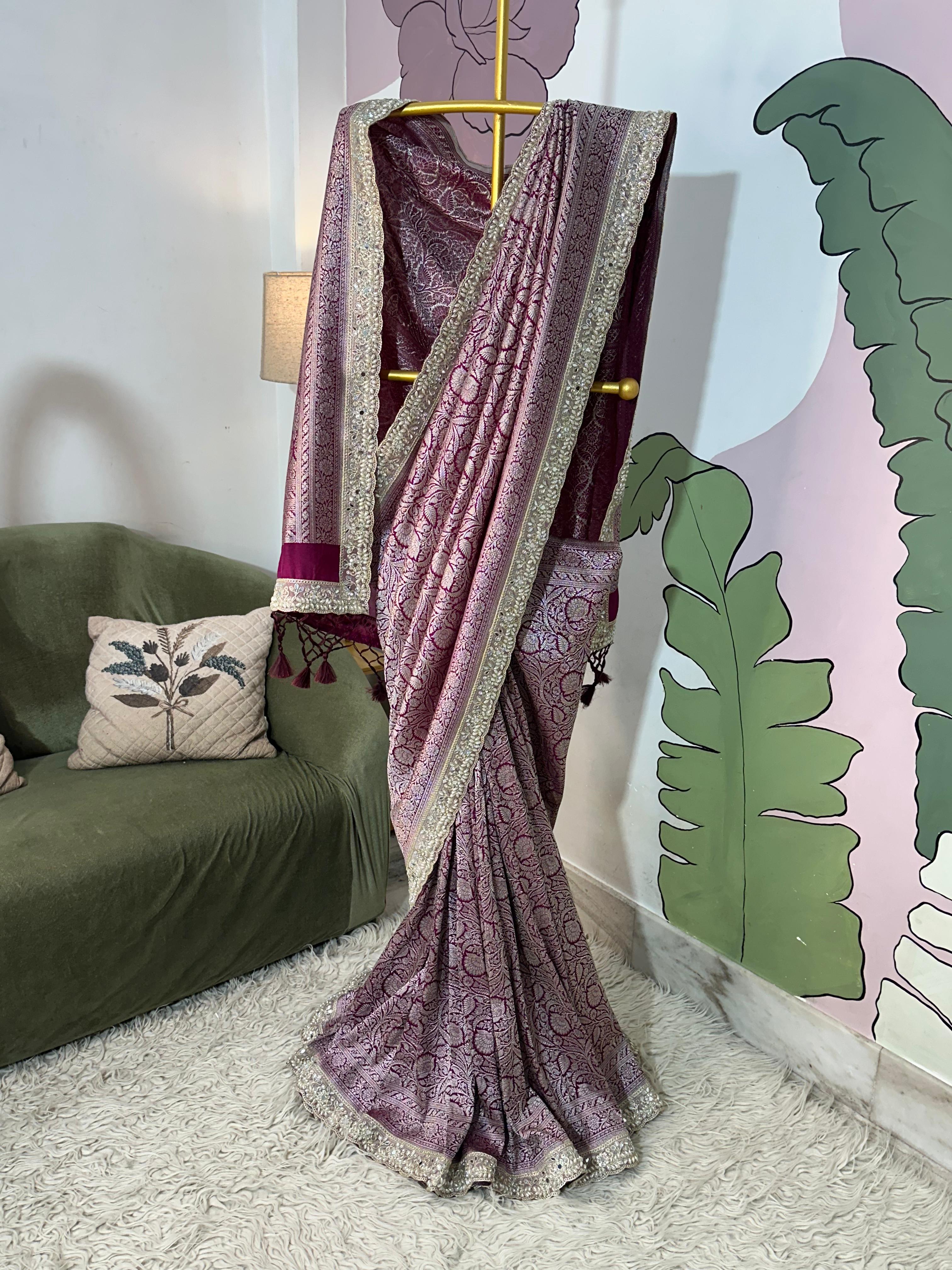 MATHURI - BANARASI MUSHRO SILK SAREE - MAGENTA
