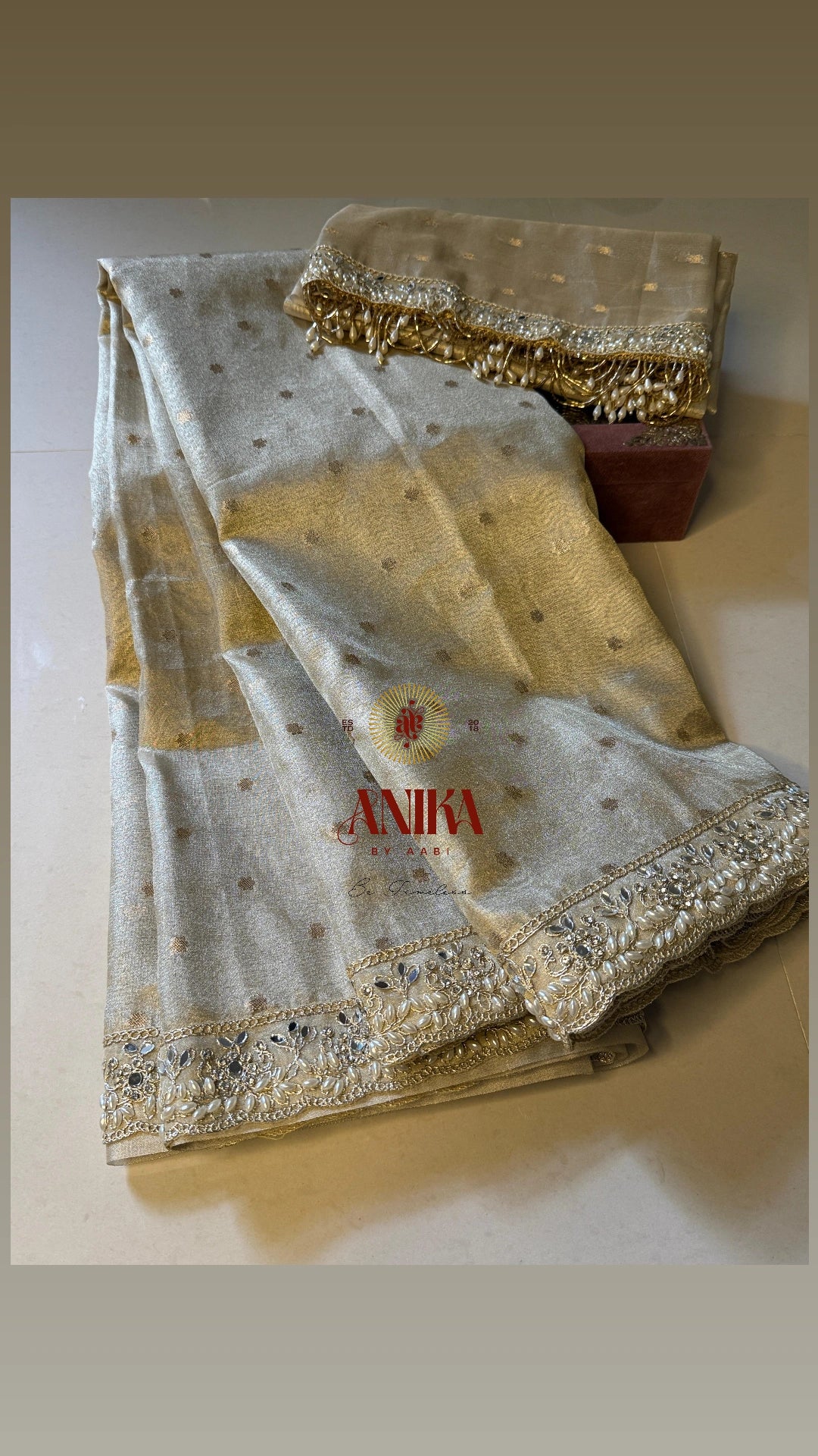 Anika's Banarasi Tissue silk saree  - IVORY