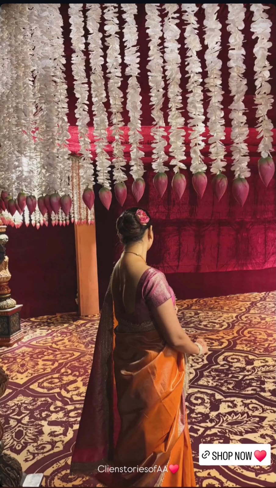 Dark Peach Tissue Silk Saree With Lace - Tissue Luxe