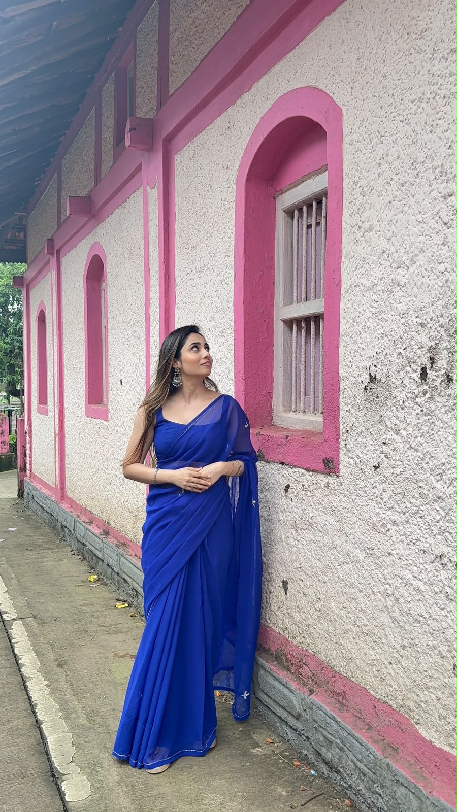 Anika's Soft Blue Chiffon saree -Indigo