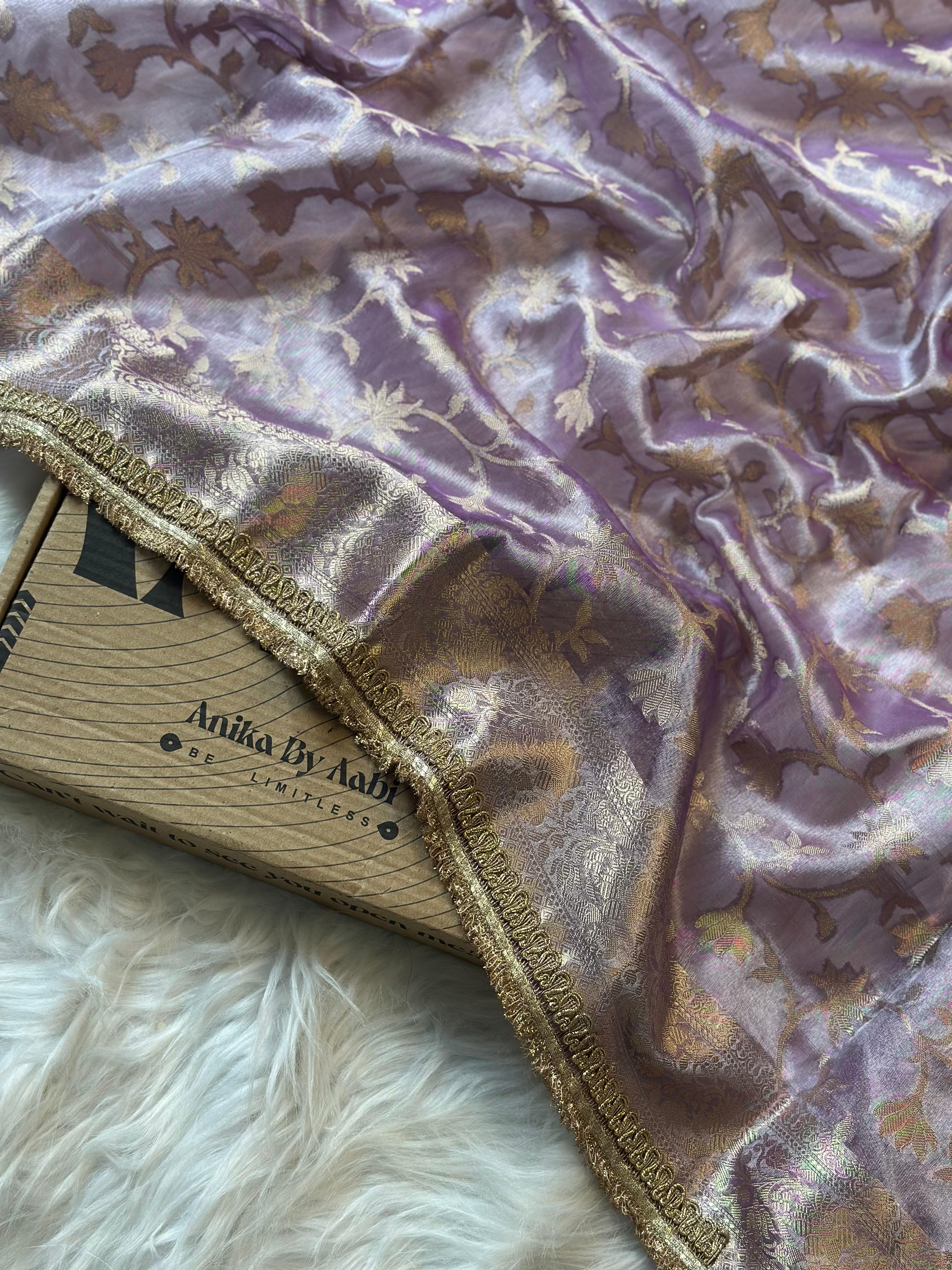 TISSUE LACE SAREE - ANIKA'S BANARASI - LILAC