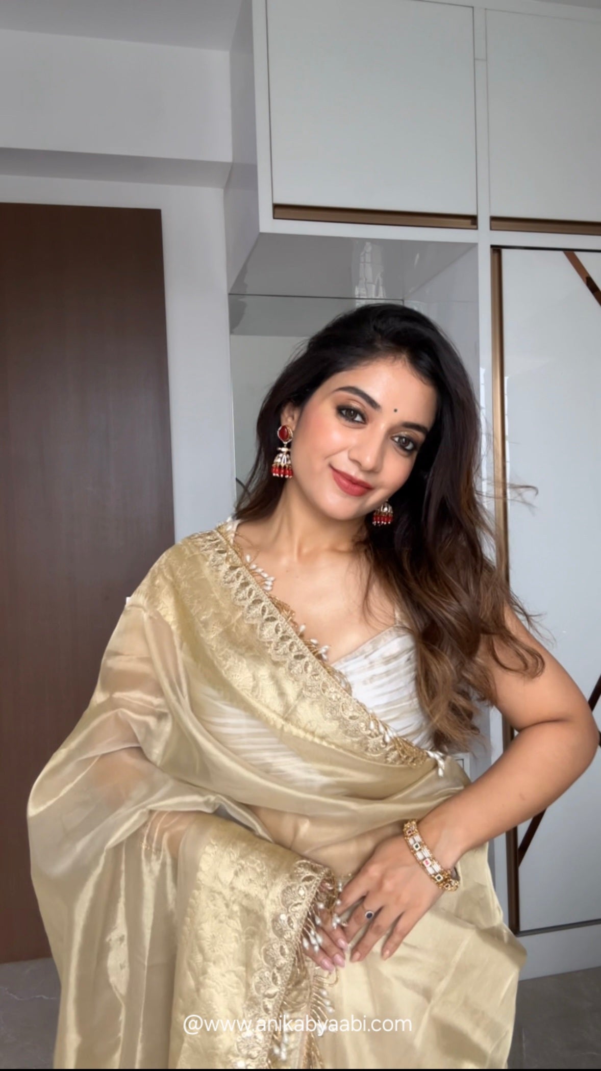 Anika's Banarasi Tissue silk saree Festive Edit - PASTEL GOLD