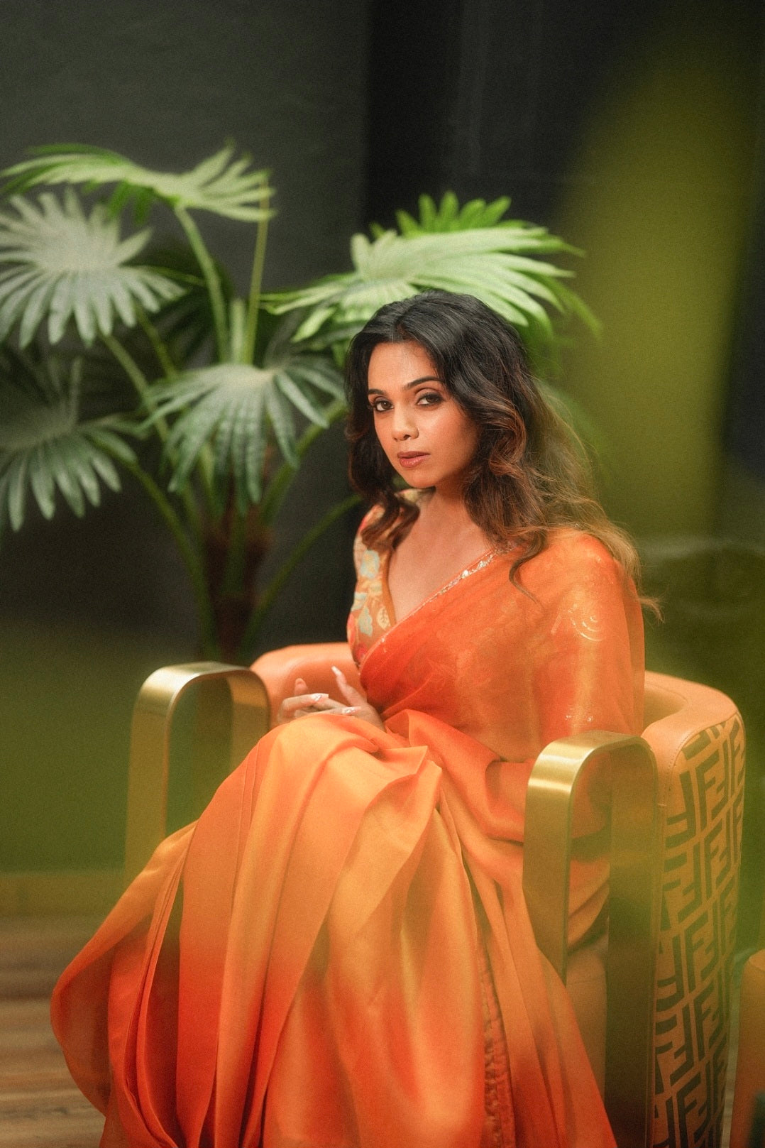 Anika's Cosmic Orange Designer Saree -Anaya Festive Edit A27